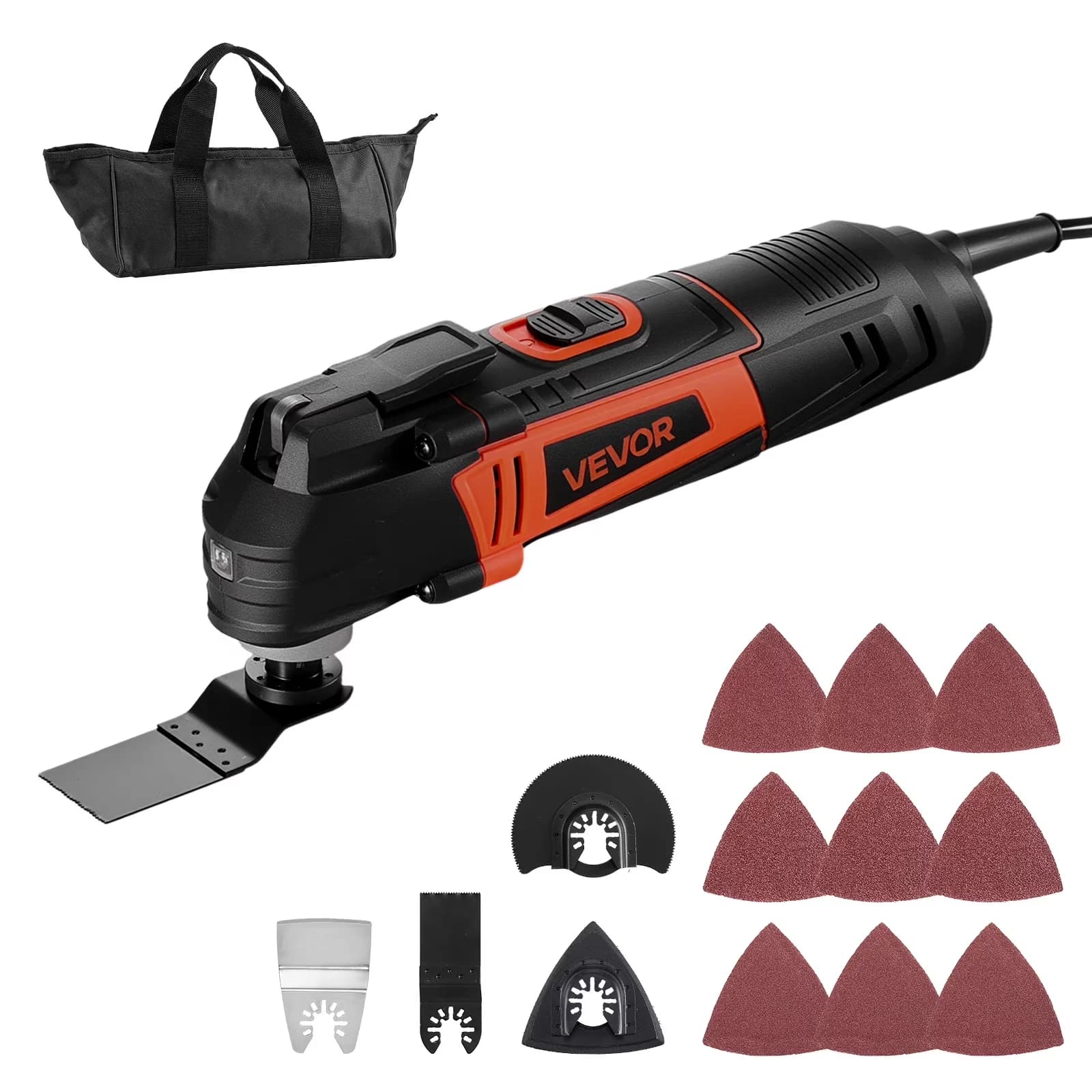 Sleek Woodworking with LED, 3Amps Corded Oscillating Multi Tool - Black Model C8DE09