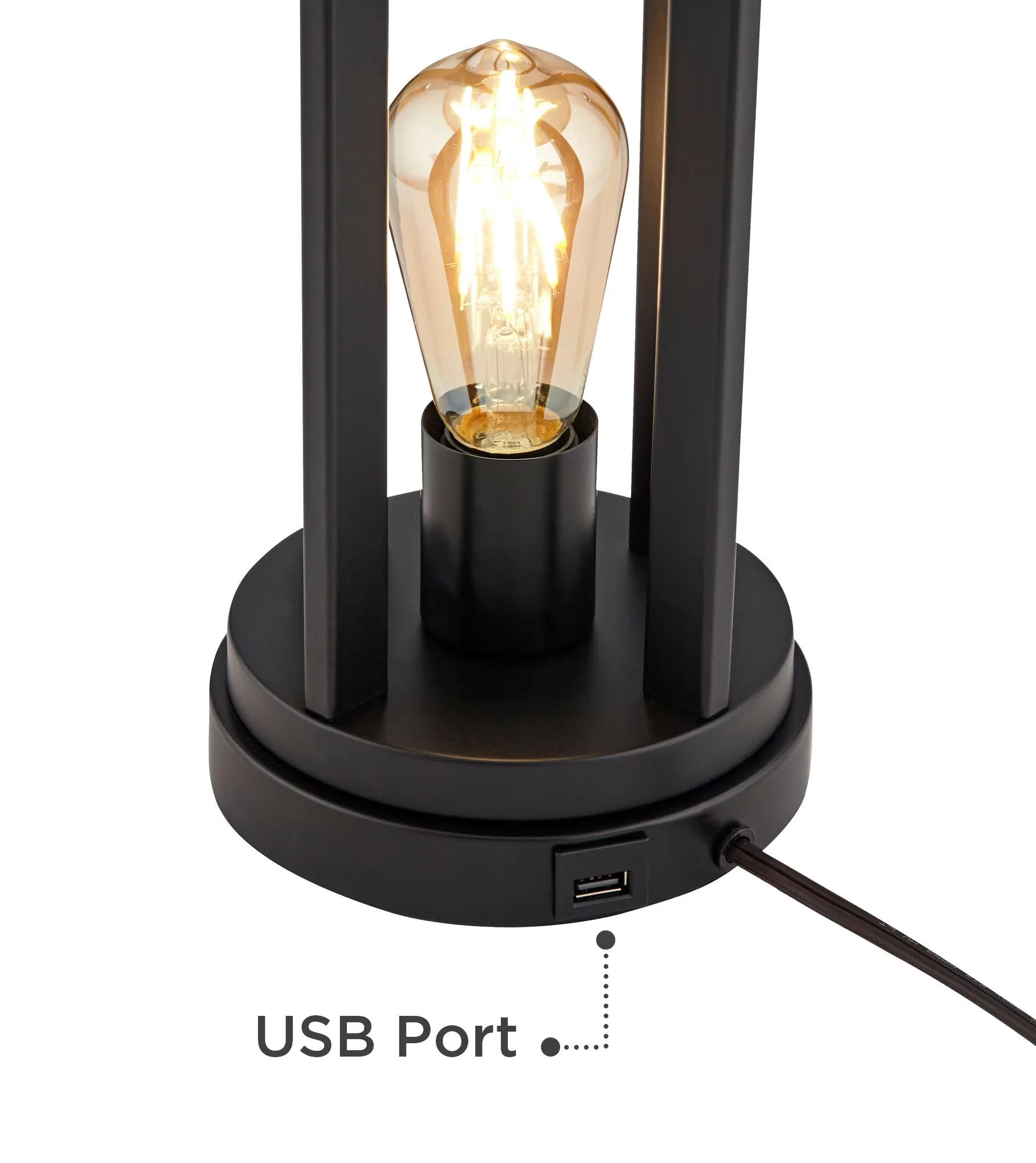 Versatile Lamp Set with LED, Usb Port - Black Metal for Living Room, Bedroom Model 510A8E