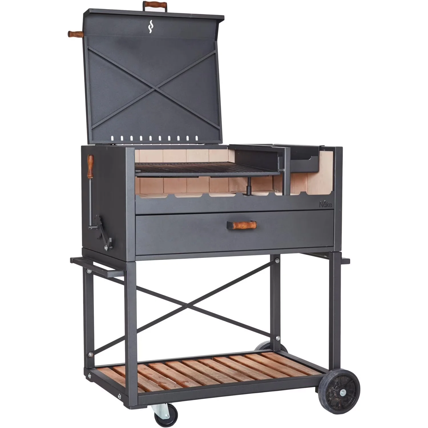 Reliable Charcoal Grill with Adjustable Charcoal Tray - Wood And Metal Model 939F8C