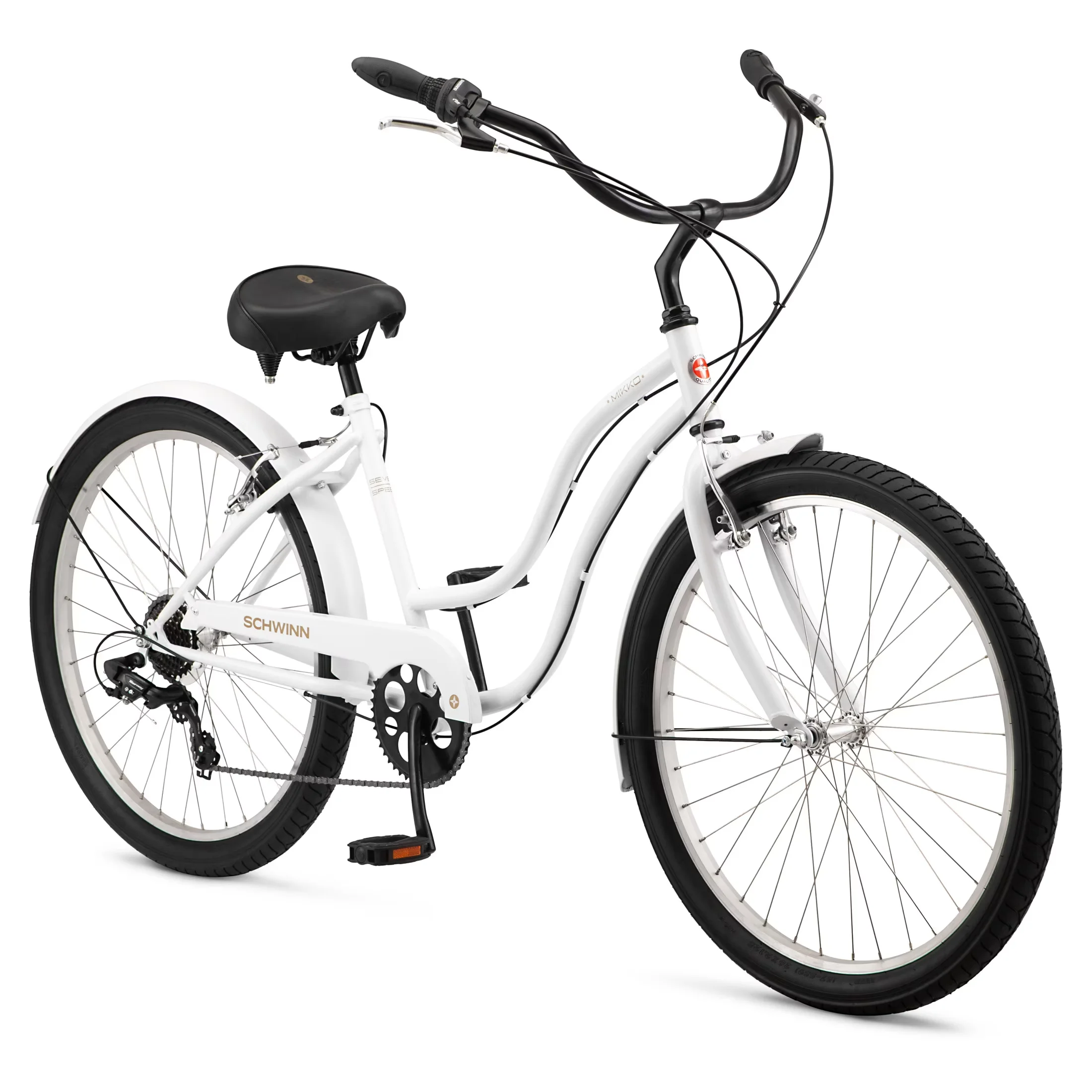 Cruiser Bike Versatile with Adjustable Seat Height, Mikko 7, 26 Inch Wheels - White Model 11B83A