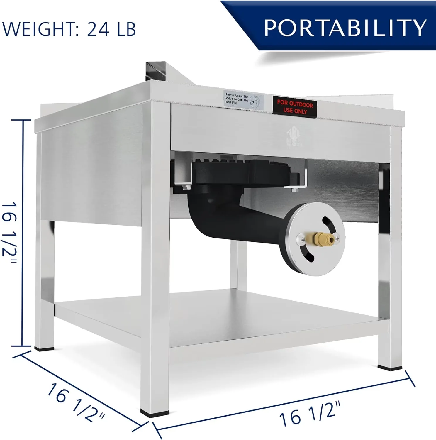 Durable Outdoor Fryer with 200000 BTU, Crab Crawfish Boil Pot and Burner - Silver Stainless Steel Model 128CCD