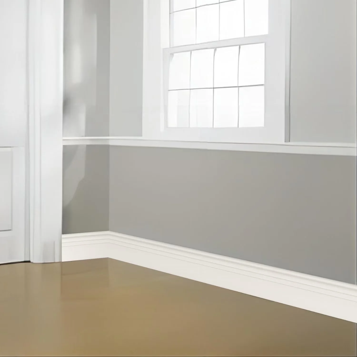 Stylish Building Material with Self-Adhesive, Hardened & Firm Caulk and Trim Strips, Flexible Baseboard Trim - White Nbr Model FE9D19