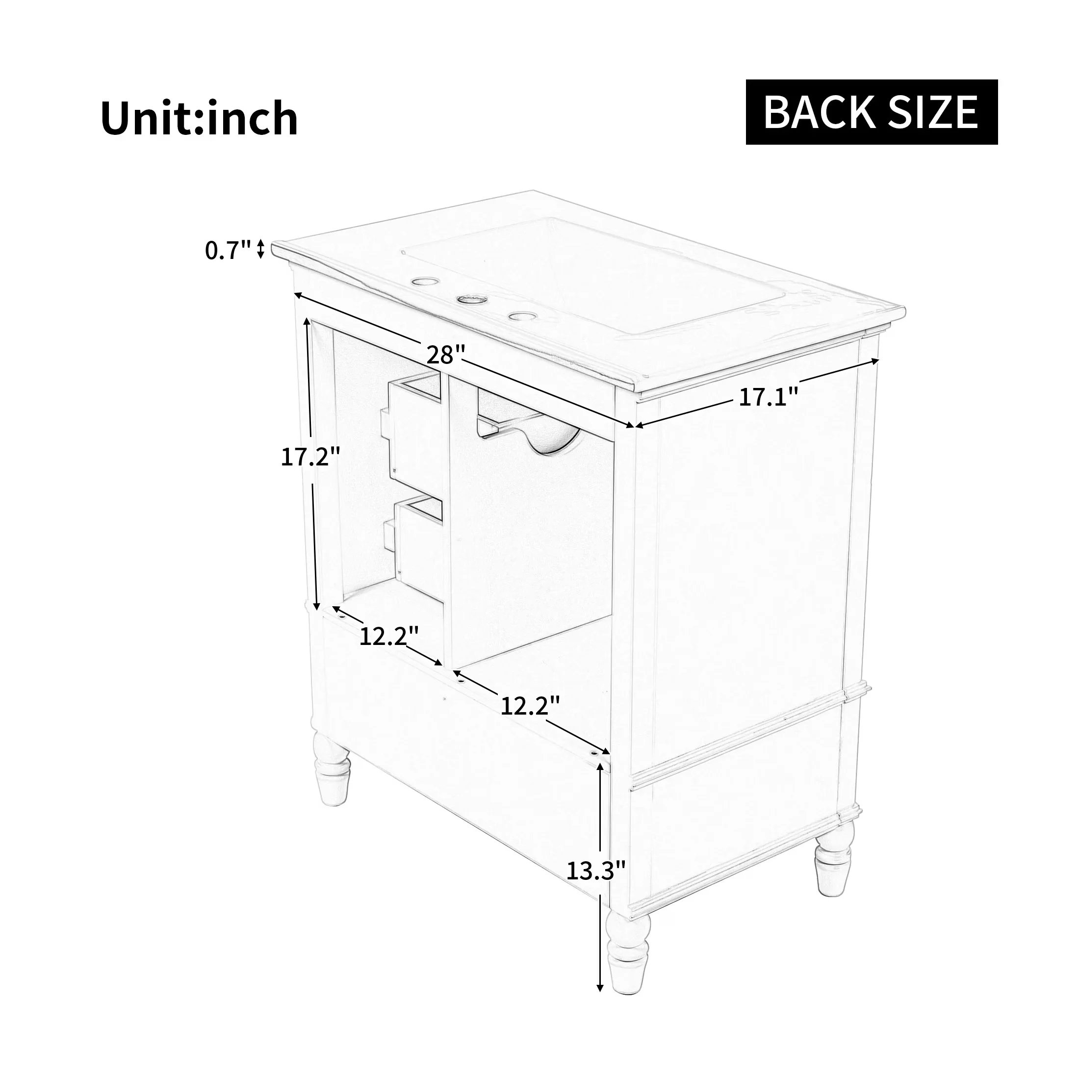 Efficient Bathroom Renovation with Solid Wood Legs, Cabinet, Ceramic Sink - Model DA6D3D