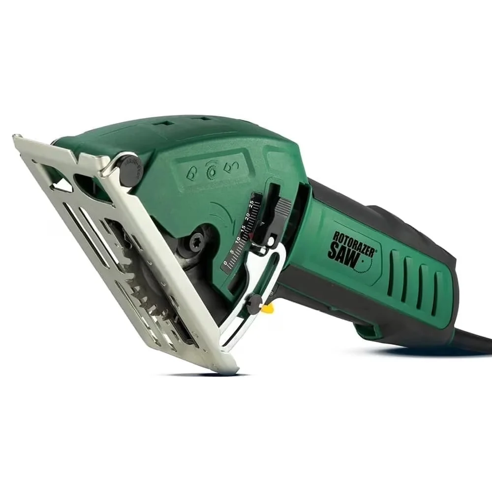 Power Saw Essential with Adjustable, 3.35 in Blades, Dust Collector and Case - Green Model C76608