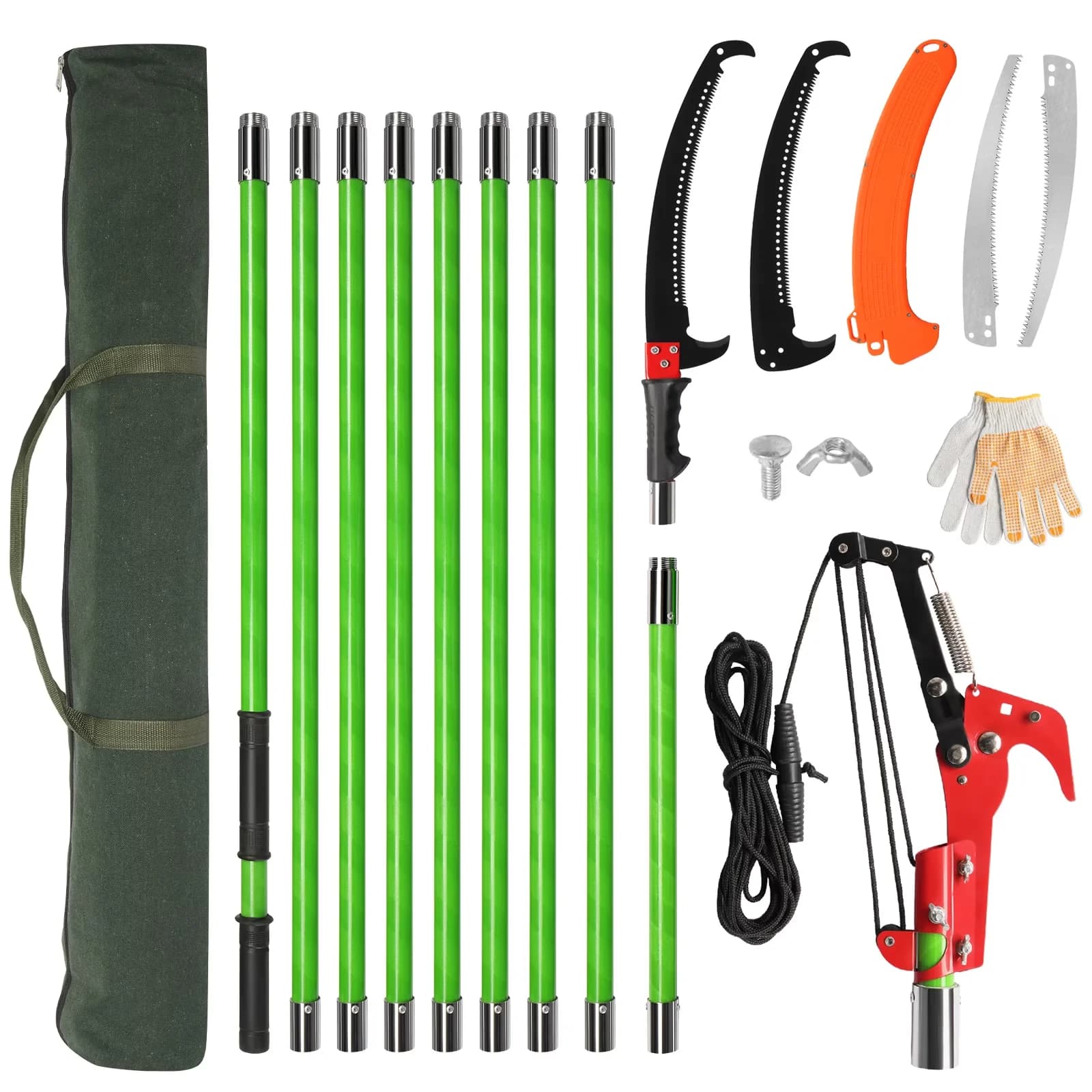 Pole Saw Efficient with Reusable, 30Ft Manual, Sharp Steel Blade and Scissors - Multicolor Model BBF3DD