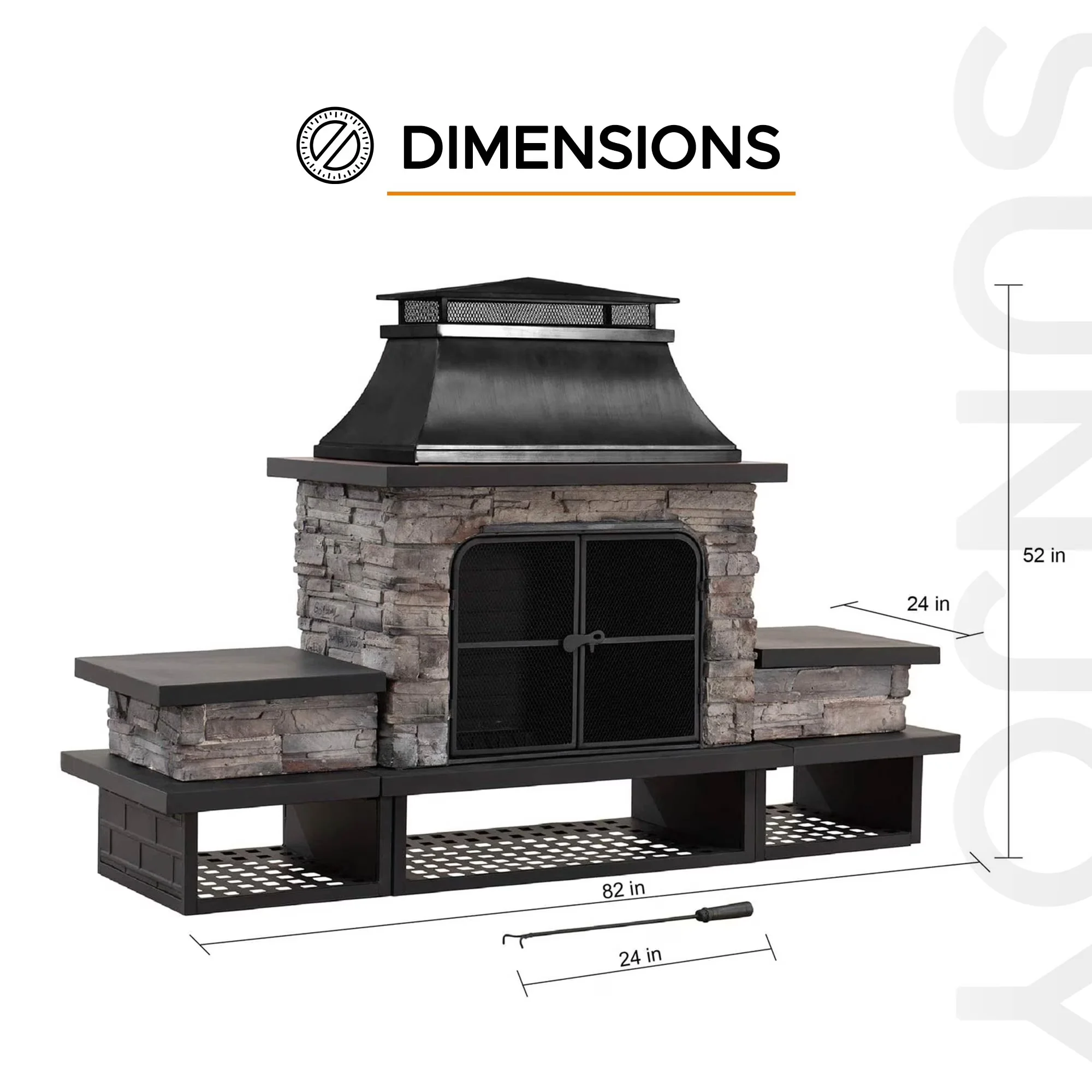 Outdoor Heating Reliable with Portable, Traditional - Manufactured Stone|Powder-Coated Steel Model 9C3FC8