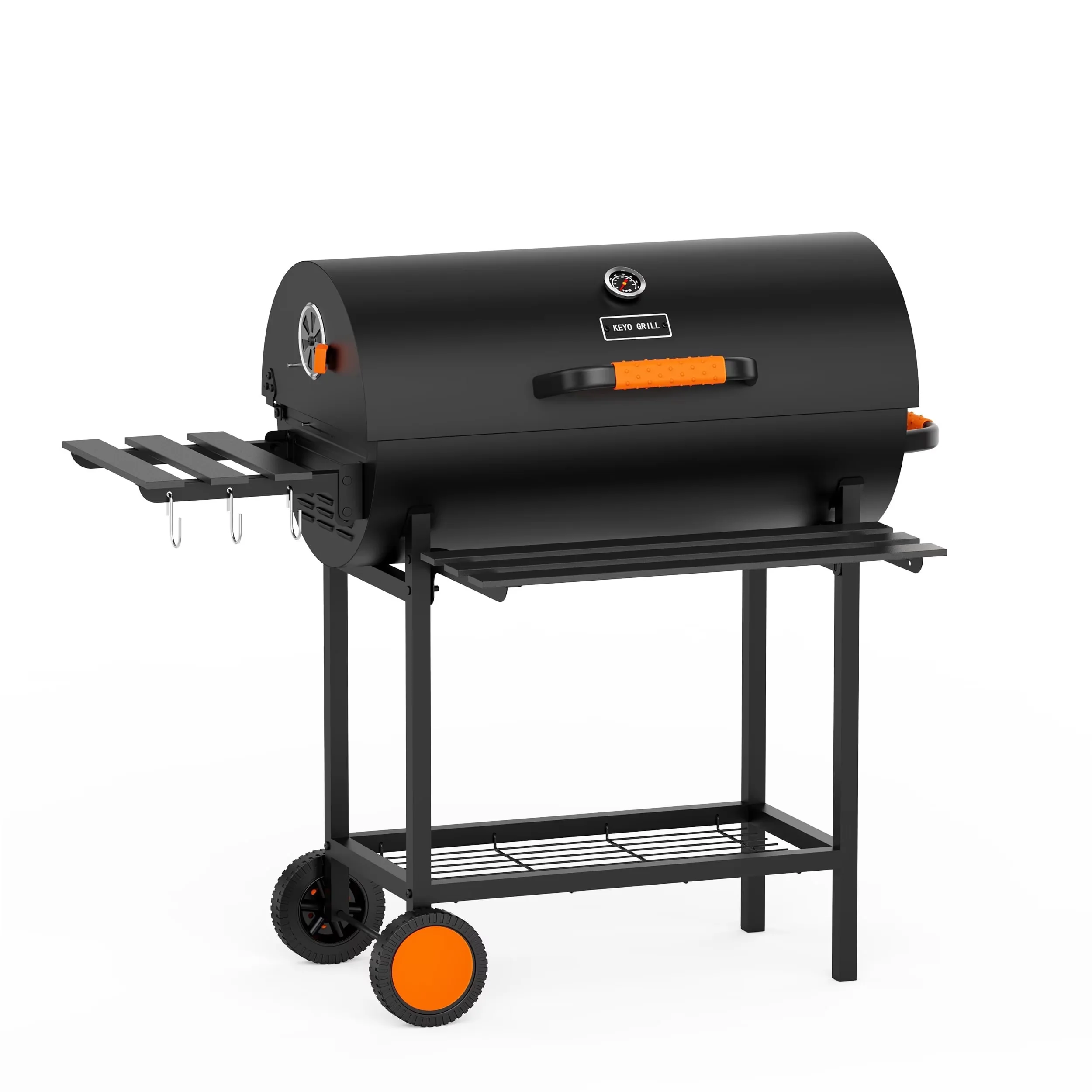Classic Charcoal Grill with Removable Ash Catcher, Adjustable Air Vents, Adjustable Charcoal Tray - Black Metal, Stainless Steel Model 0BA105