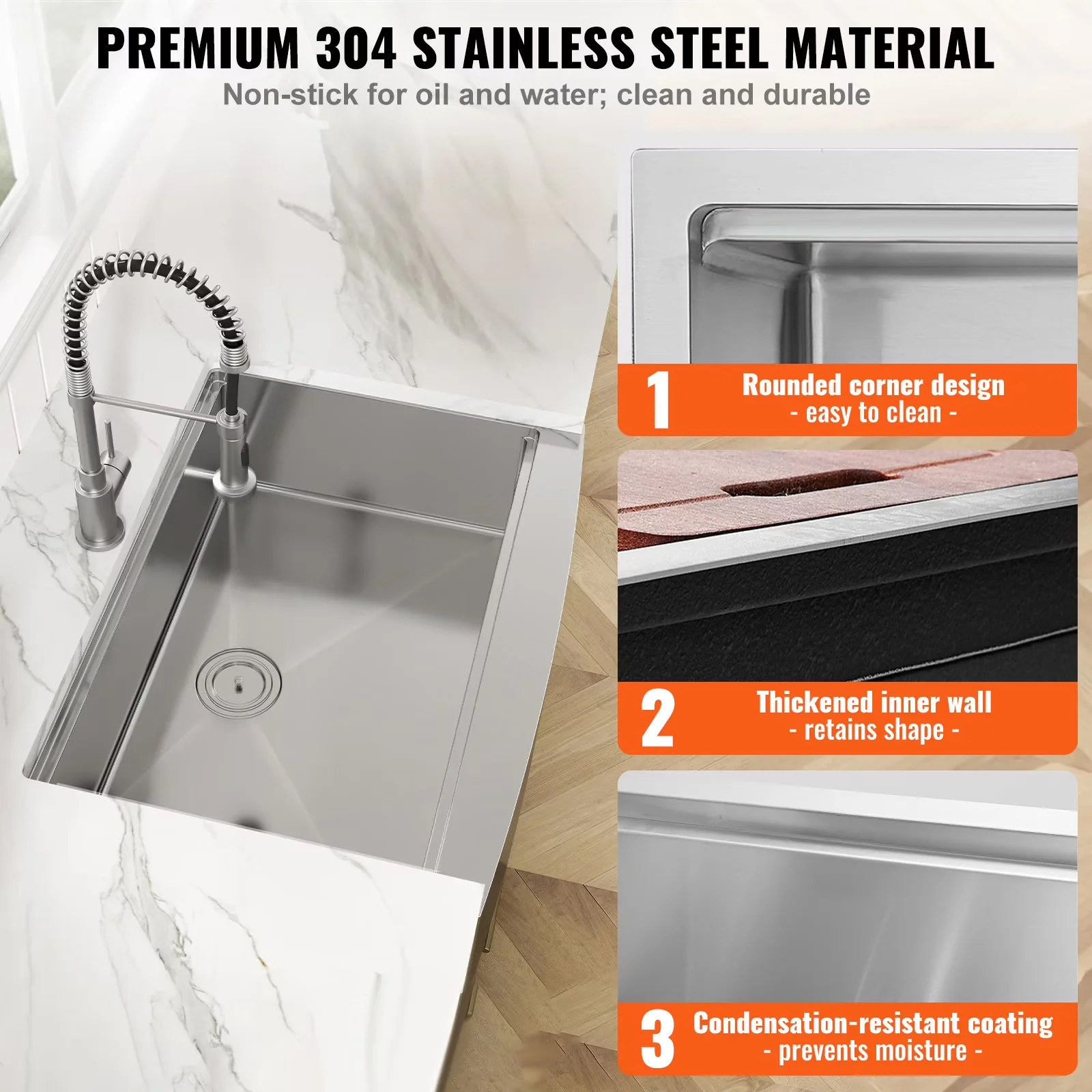 Durable Kitchen Renovation with Universal, Multi-functional Accessories - Stainless Steel Silver for Home Model E6A3F3