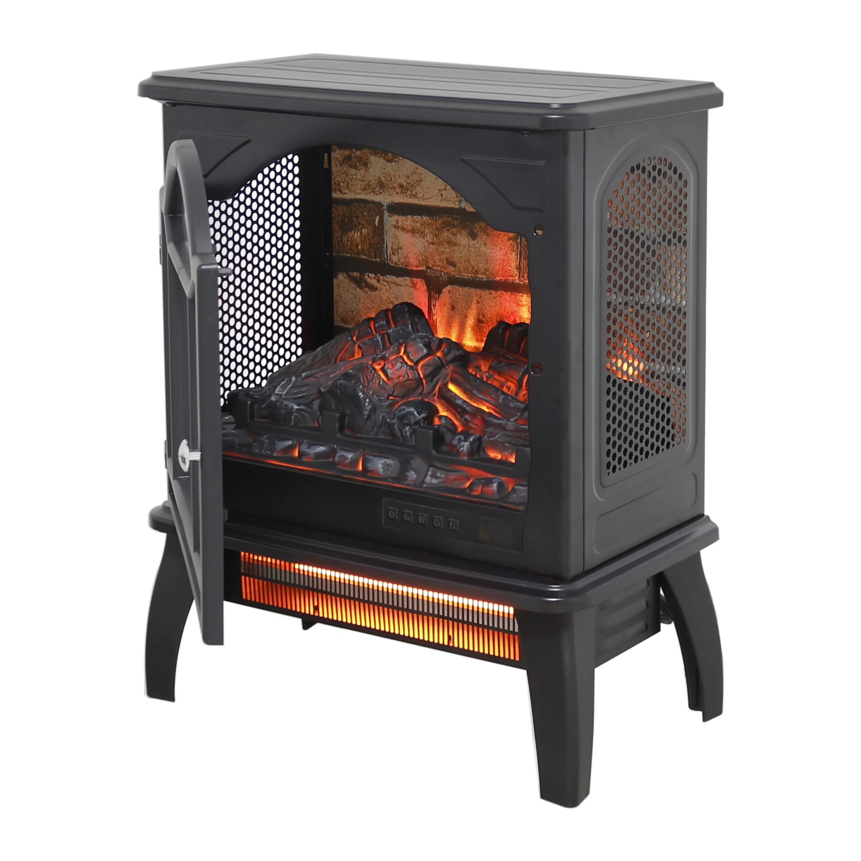 Innovative Portable And Electric Space Heater with Removable, 3D Flame Effect - Black for Office, Home Model F3B448