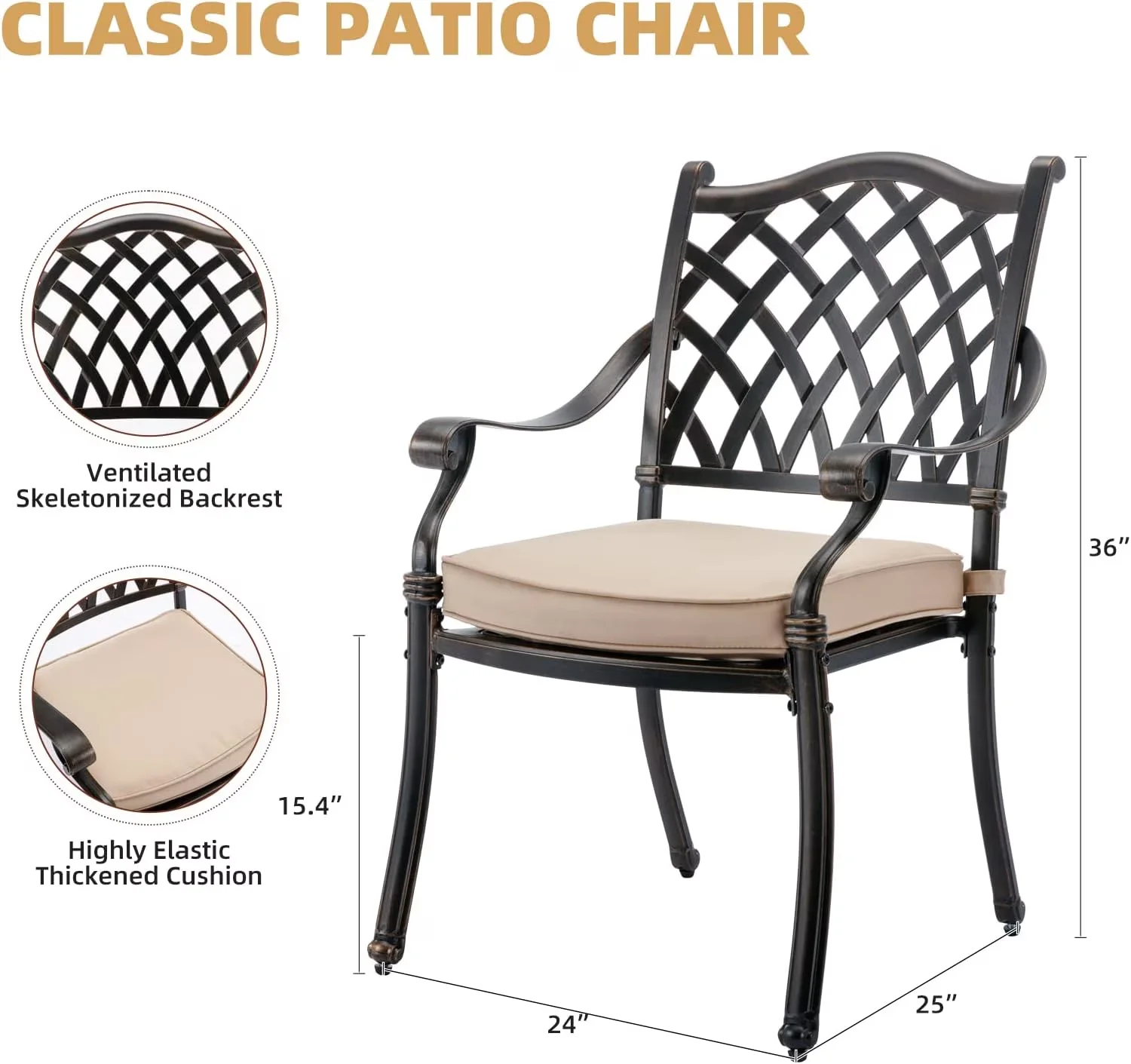 Versatile Patio Dining Set with Removable Cushion - Cast - Standard Series Model 92D69D
