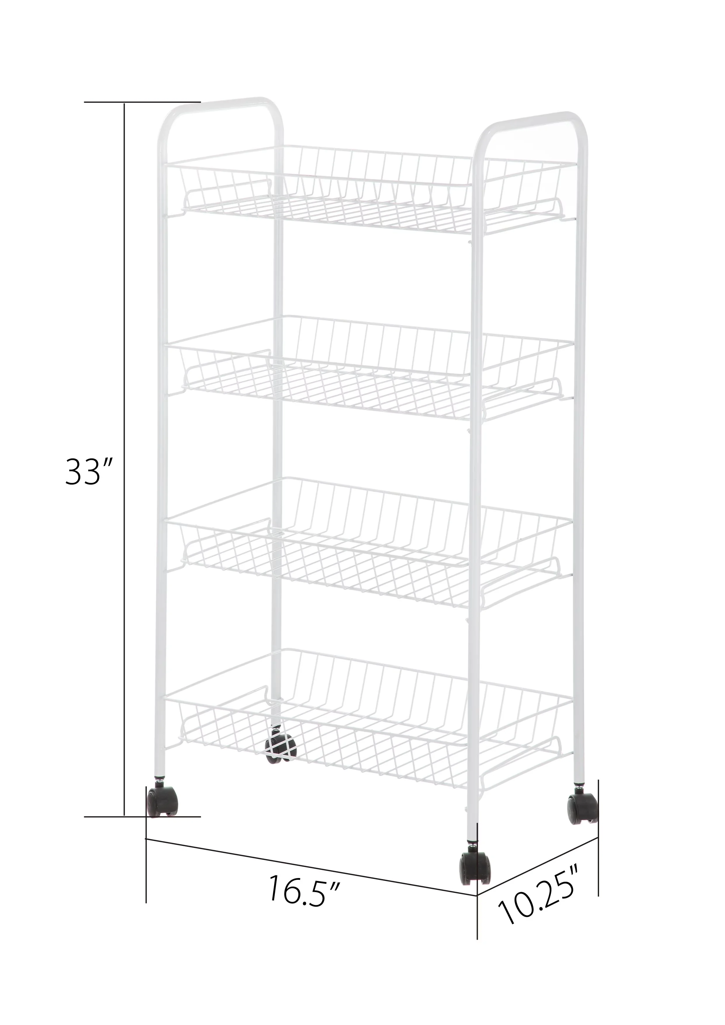 Garage Storage Supply Classic with Portable, Rolling, 4 Tier Wire Organization Cart - White Steel Model 6C7198