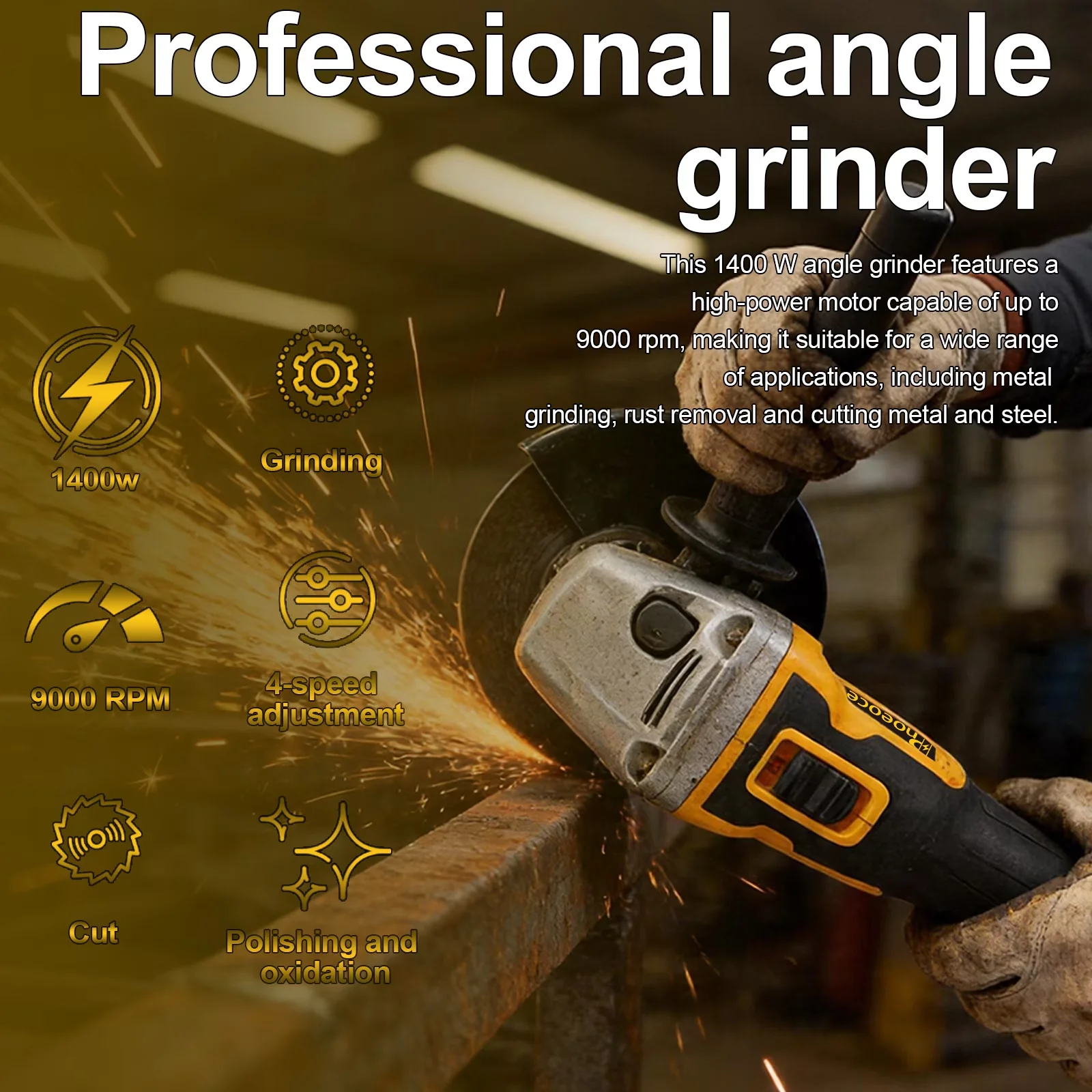 Woodworking Compact with Battery, 20V, Overheat Protection - Yellow - Space-Saving Design Model 1499EF