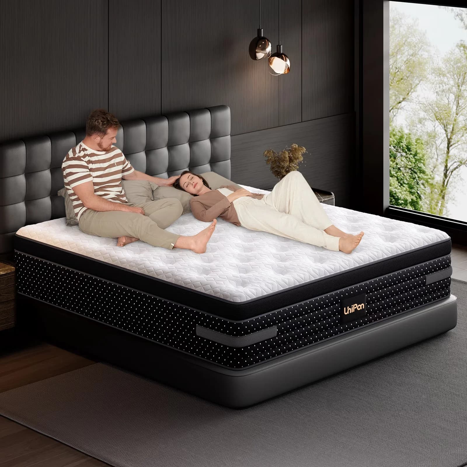 Efficient Mattresses Accessory with Cooling Technology, Fiberglass Free, Euro Top - Black Cooling Gel Memory Foam+Pocketed Springs Model 6456F9