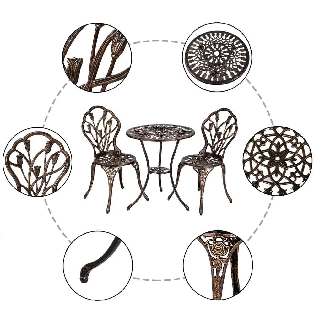 Stylish Patio Dining Set with Iron, Made of sturdy cast iron - Aluminum, Iron, Stainless Steel Model 958513