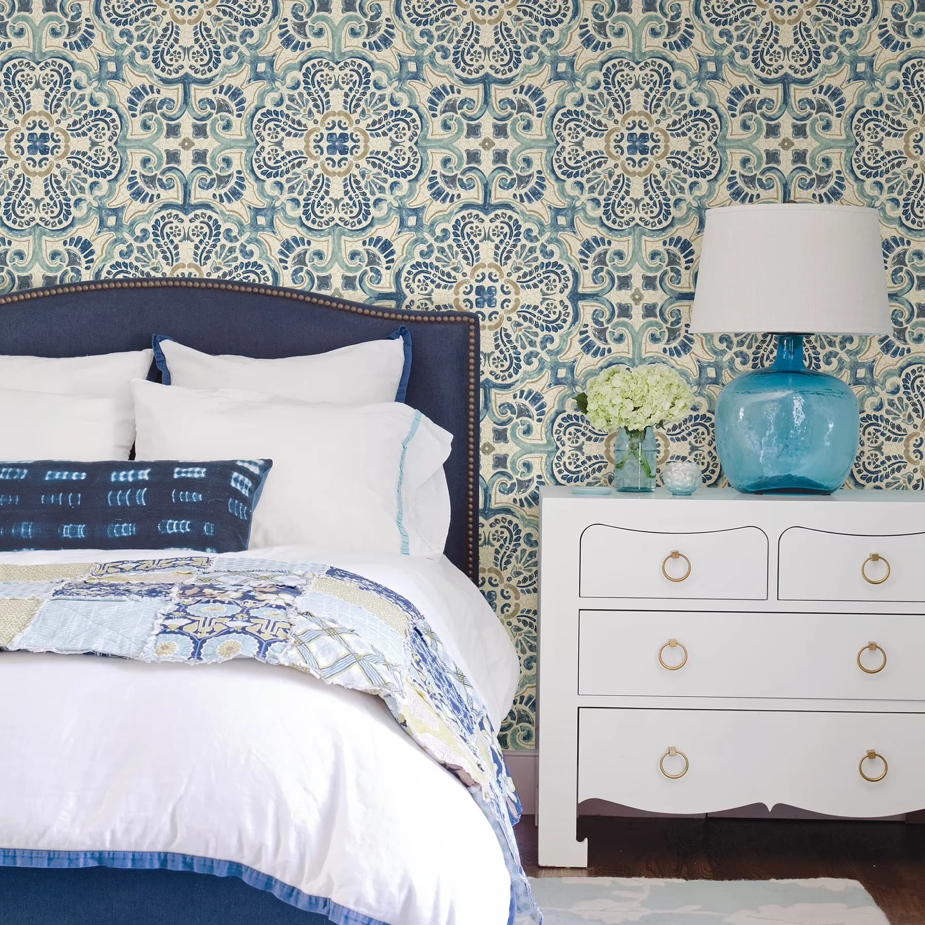 Wallpaper Wall Decals Wall Covering Modern with Removable, Fix mistakes easily by repositioning. - Vinyl Blue Model 9C13B8