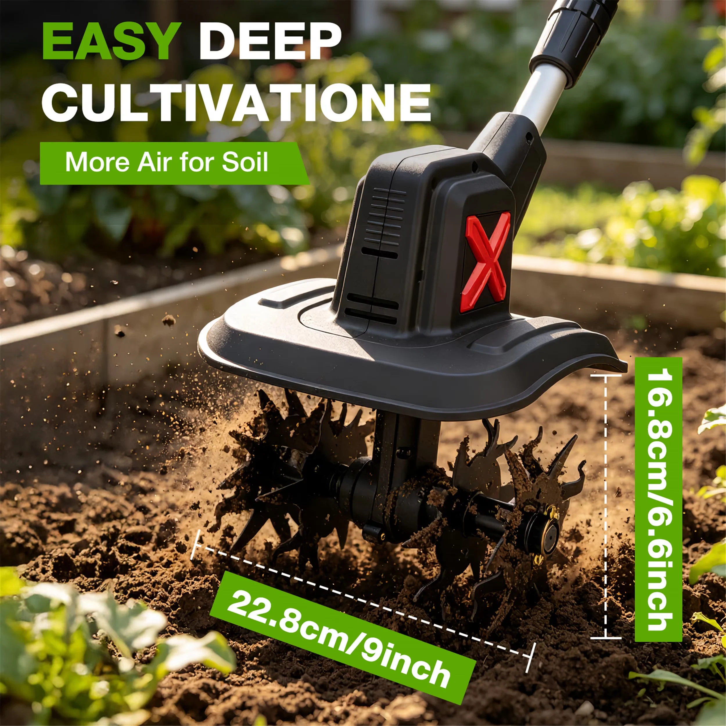 Innovative Trillers Cultivator with Battery, 21V, 21V Cordless Tiller for General Purpose - Model 7E915A