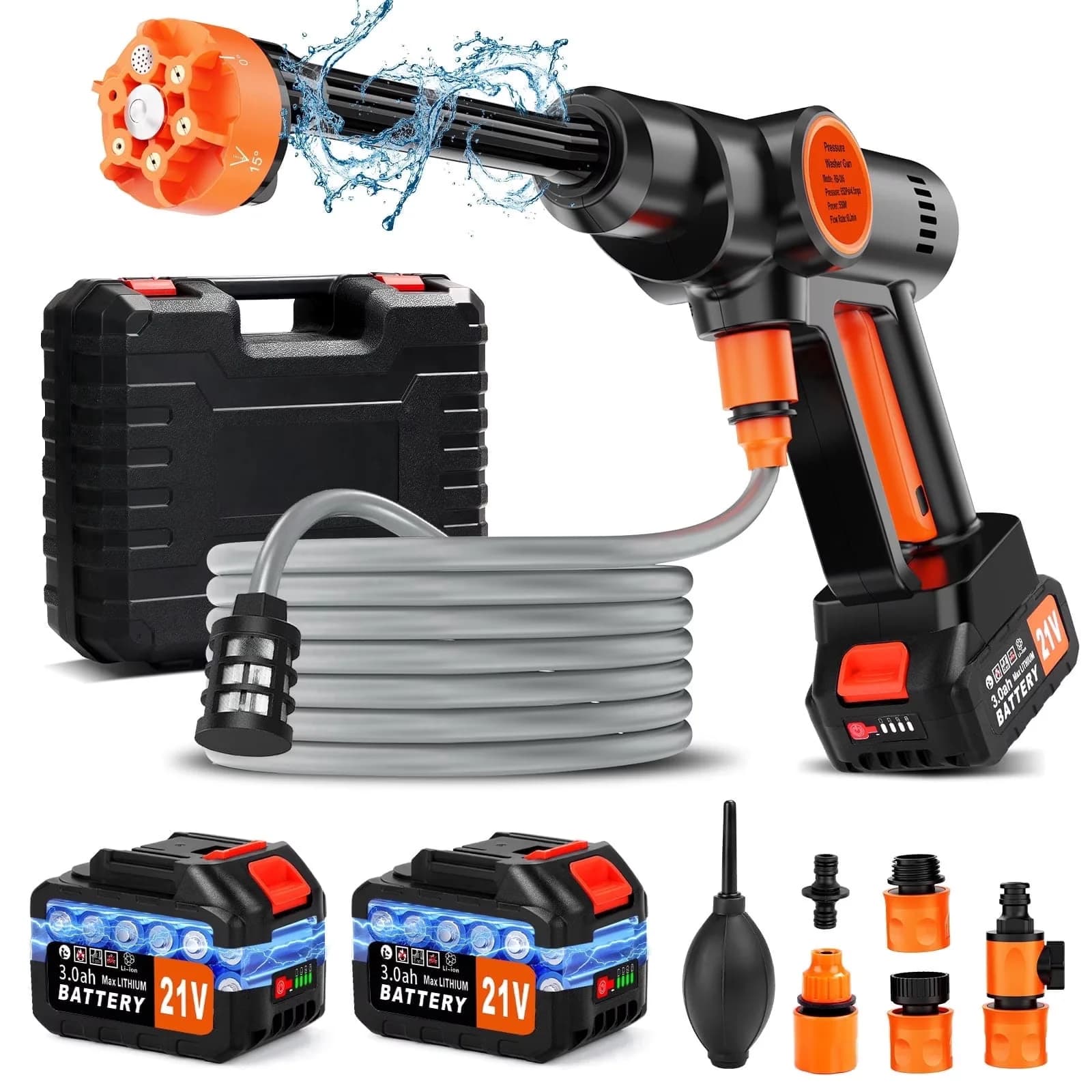 Compact Pressure Washer with Battery, 550W, Quick Connect Tips for Car, Patio - Model F228E1