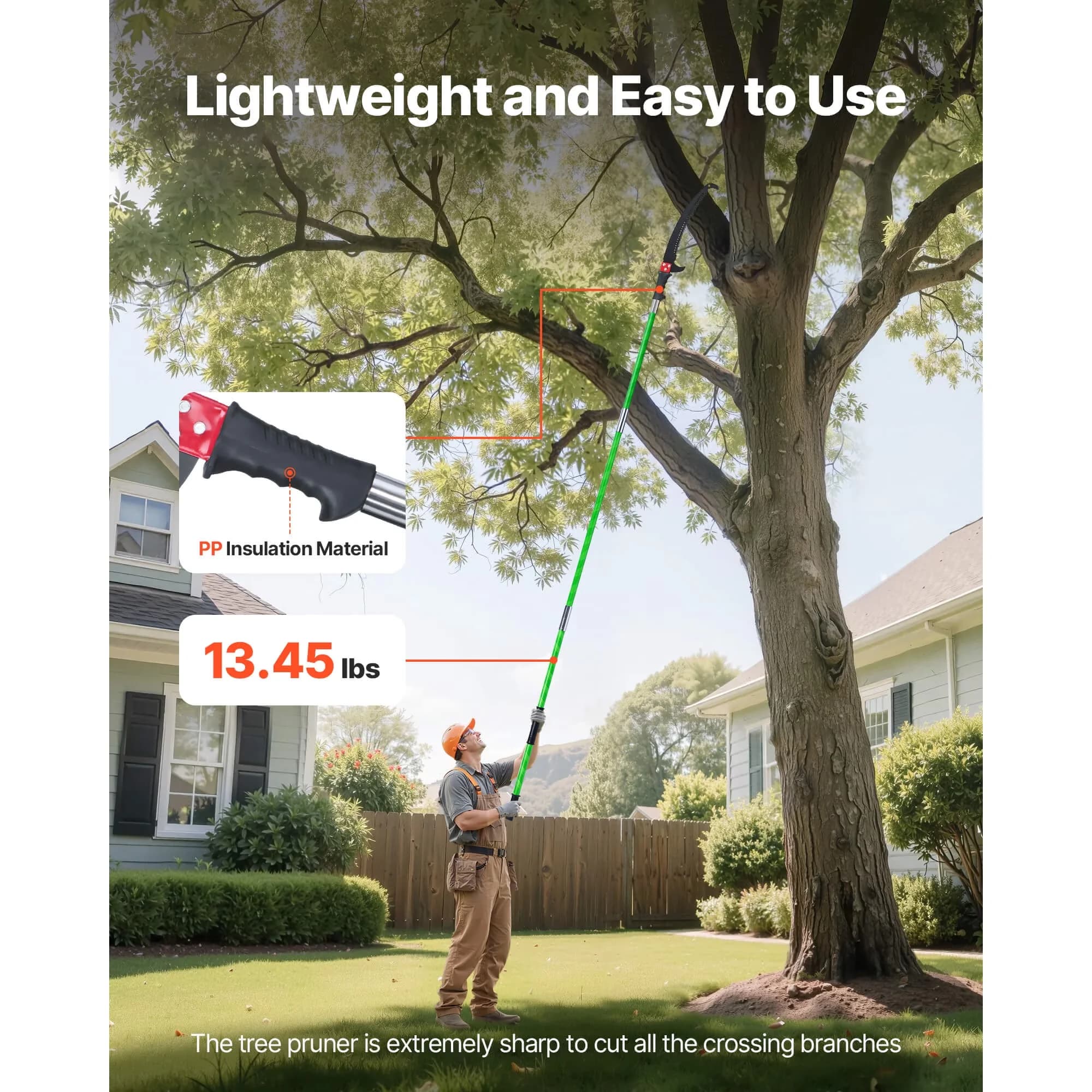 Premium Pole Saw with Telescoping, Double-Hook Design, Manual - Green 87-27 Model 551272