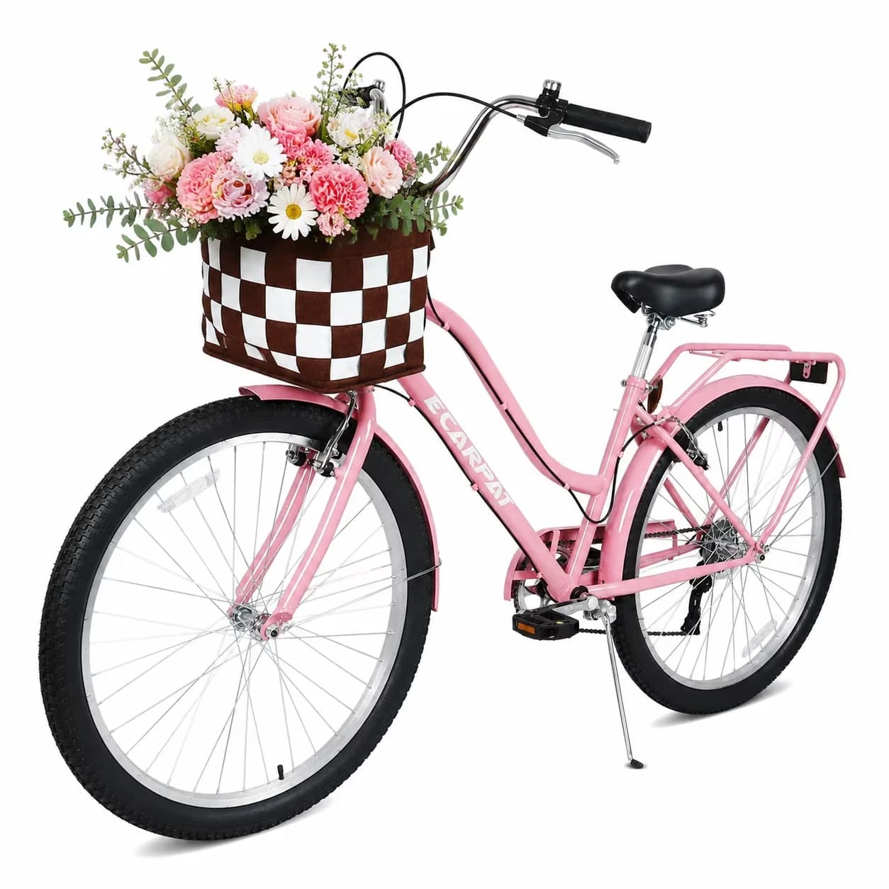 Versatile Cruiser Bike with Adjustable Seat, 26 Inch Beach, Frame Material: Steel - White Model 3B82CA