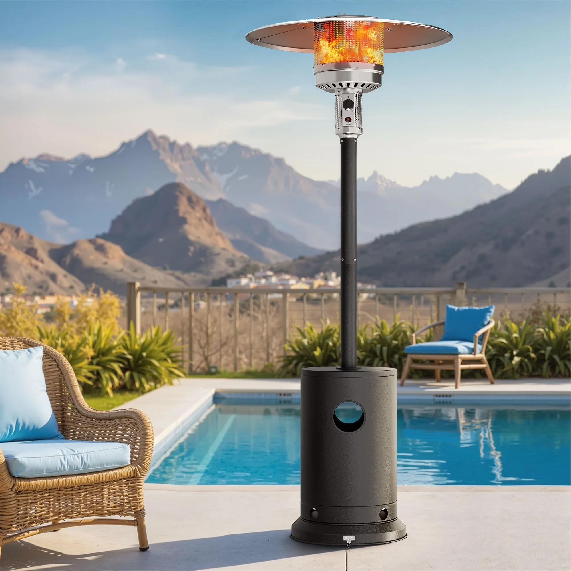 Outdoor Heating Reliable with 50000 BTU, Adjustable Flame, Portable - Silver Model 7263B6