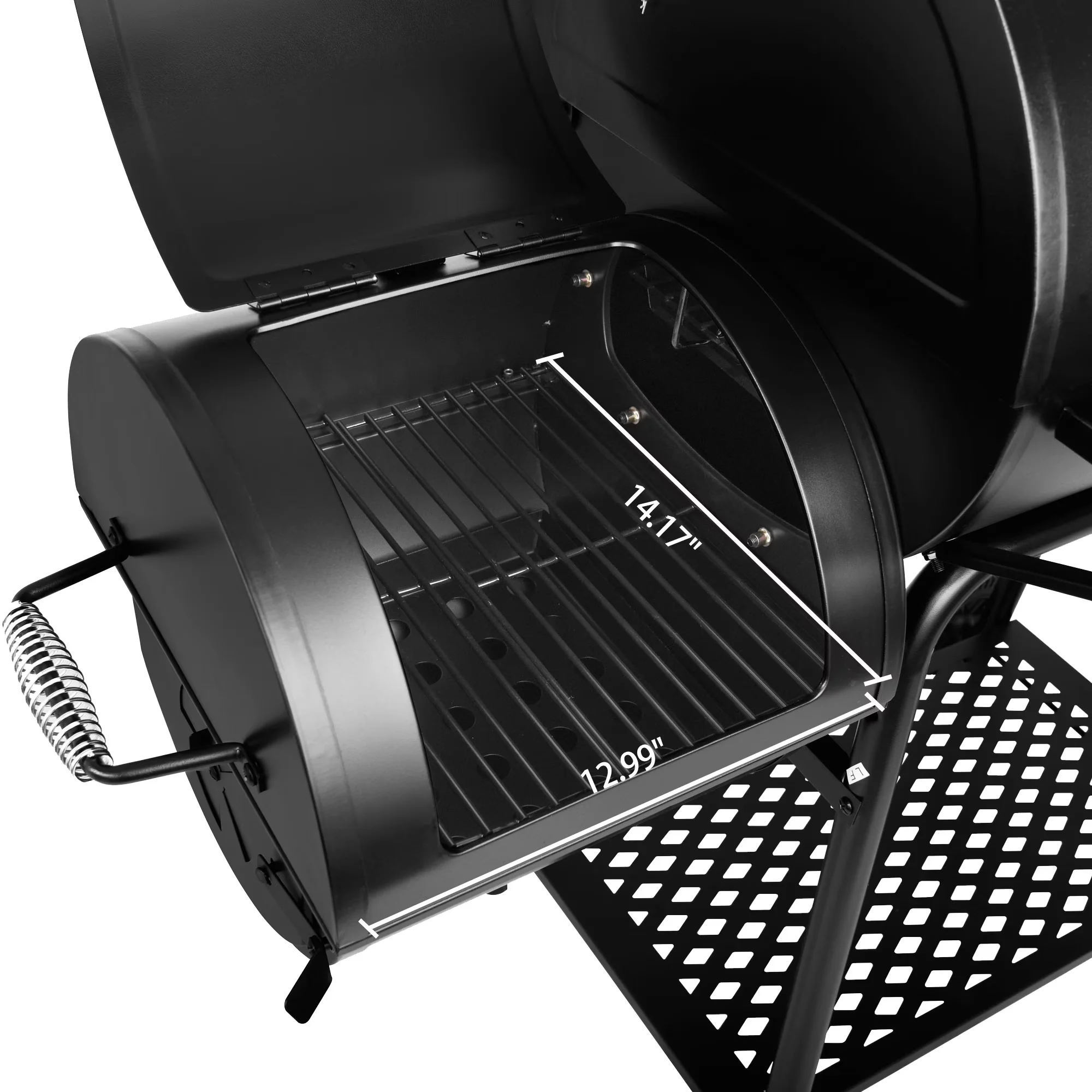 Durable Smoker with Warming Rack, Charcoal Grill, Offset - Stainless Steel Black Model FAB452