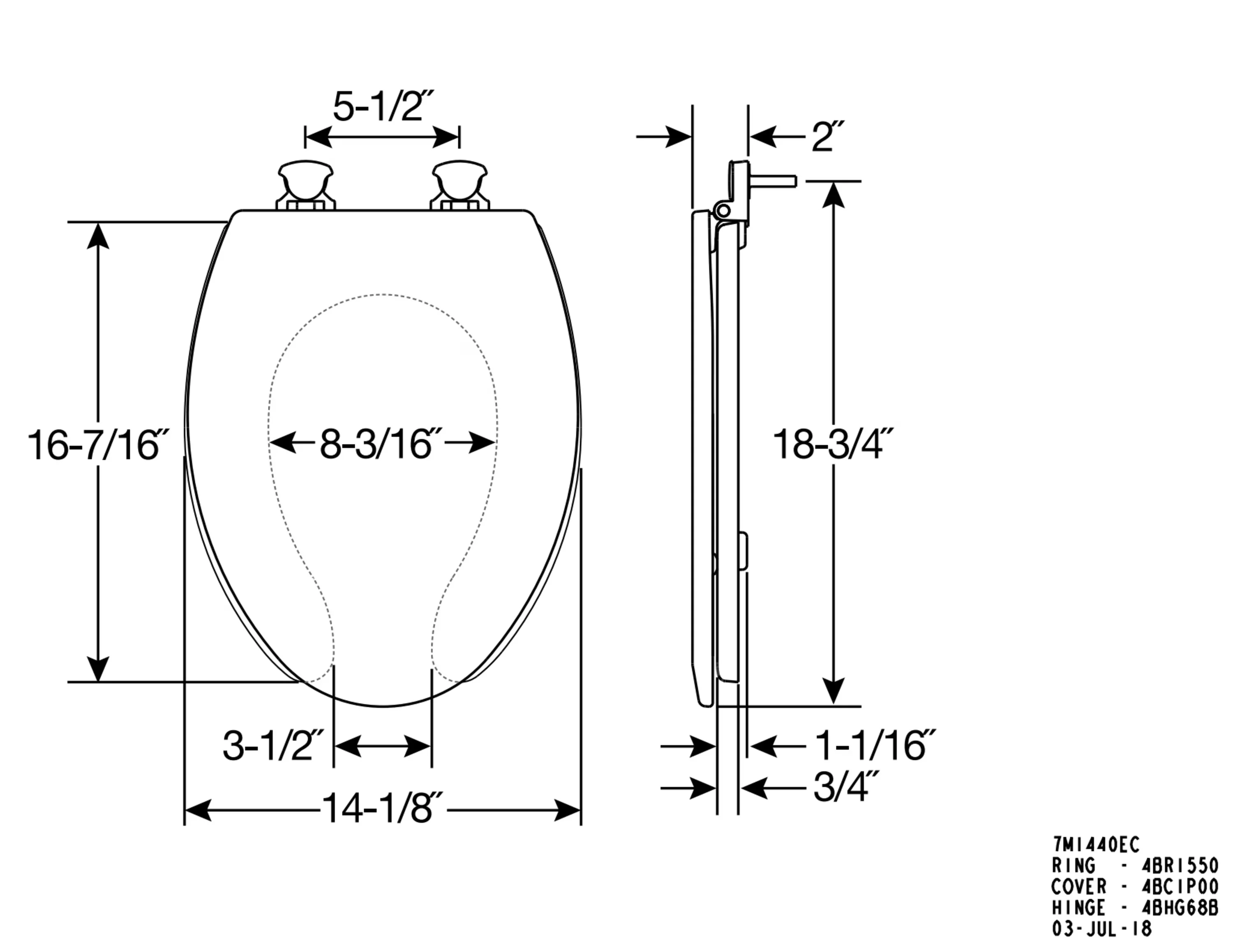 Efficient Toilet Seats And Lid with Easy To Clean, Color-matched bumpers and hinges - White Enameled Wood Model C54B84