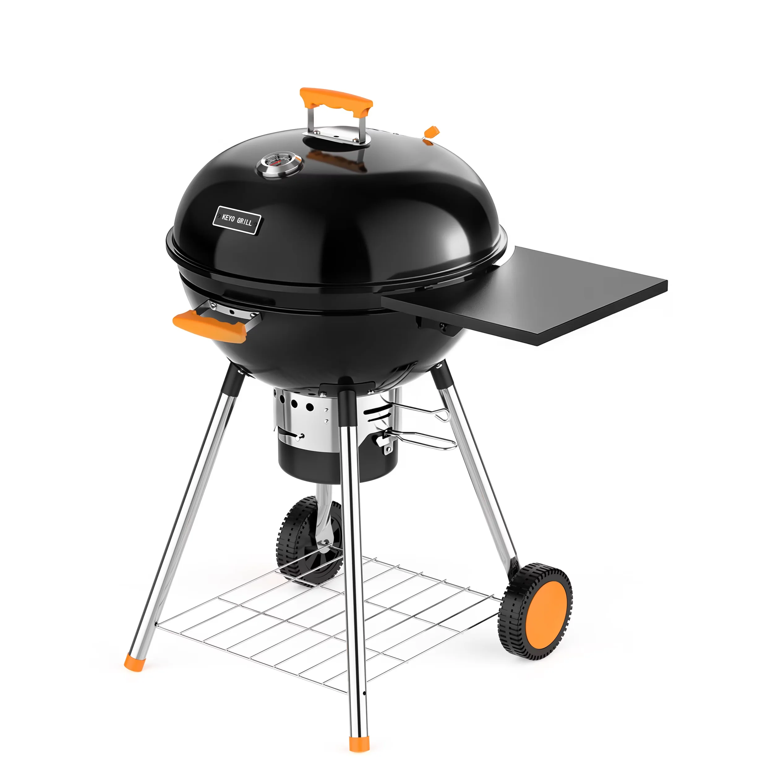 Charcoal Grill Sleek with Heat Thermometer, Adjustable Air Vents, Adjustable Charcoal Tray - Metal, Stainless Steel Black Model 35A879