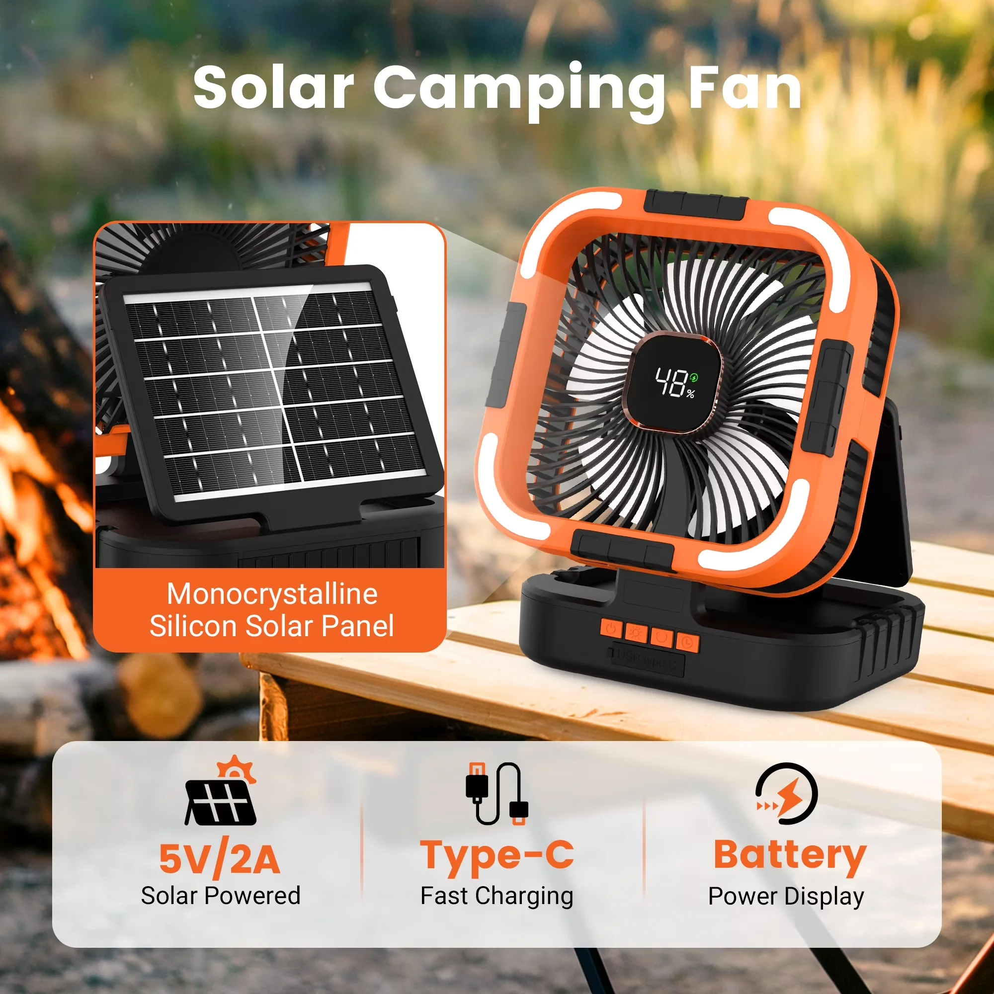 Modern Fans In Cooling with LED, Oscillating, Timer - Orange for Picnic Model 03EE99