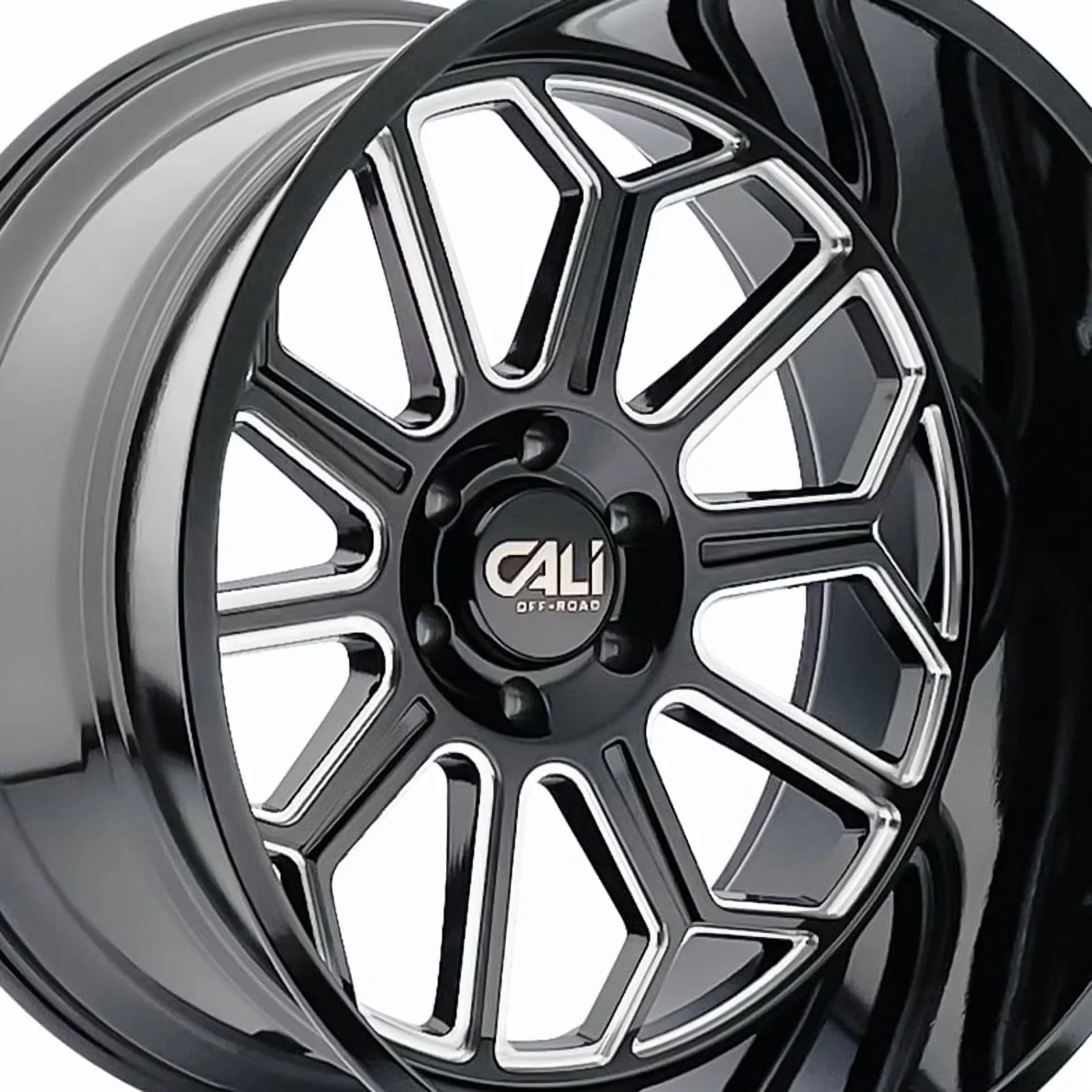 Professional Wheels And Rim with Split Spokes, Auburn 24X14 8-165.1 125.2 -76 - Gloss Black Milled Model 8AFFCB