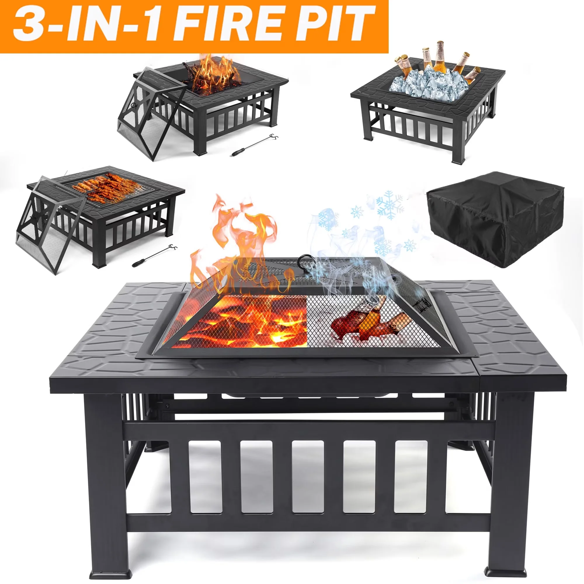 Efficient Outdoor Heating with Weatherproof, Fire Pit Table - Steel for Camping Model 28BB12