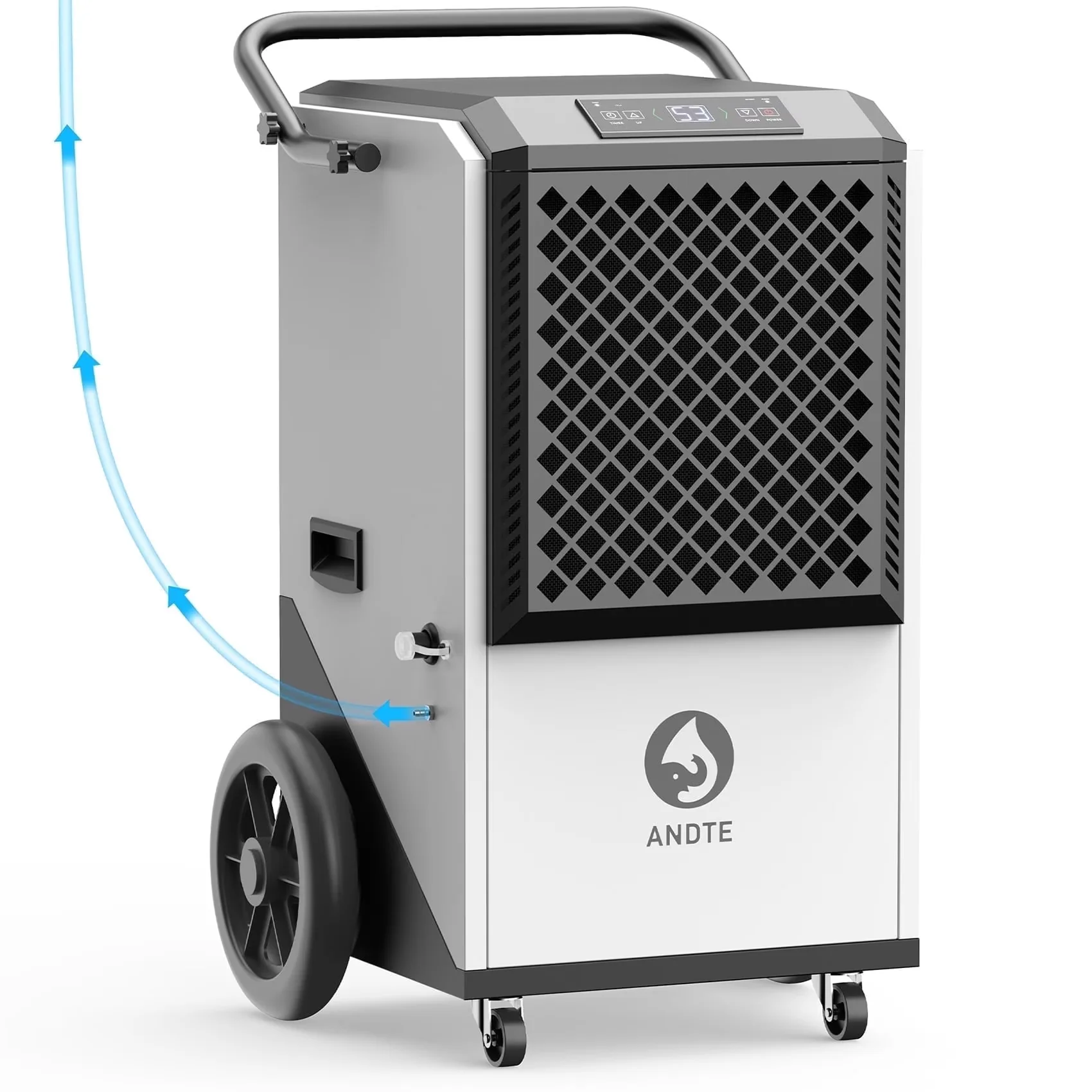 Modern Dehumidifier with Built-In Pump, Adjustable Humidistat, 250 Pints Commercial - White Model 6D4FD6