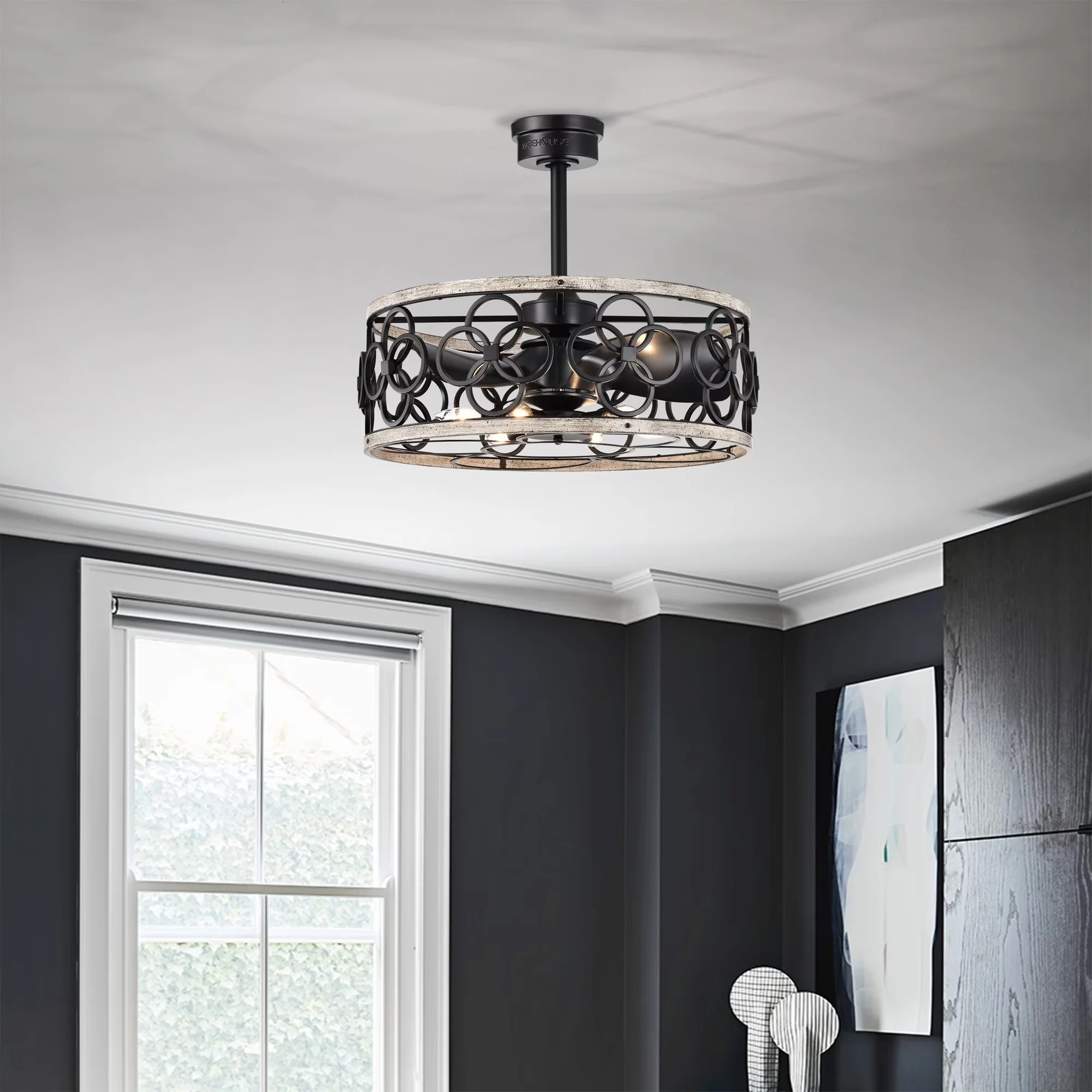 Compact Ceiling Fan with LED, Modern, Light Kit - 1 Multicolor 25 in - Reliable Performance Model D6FCDD