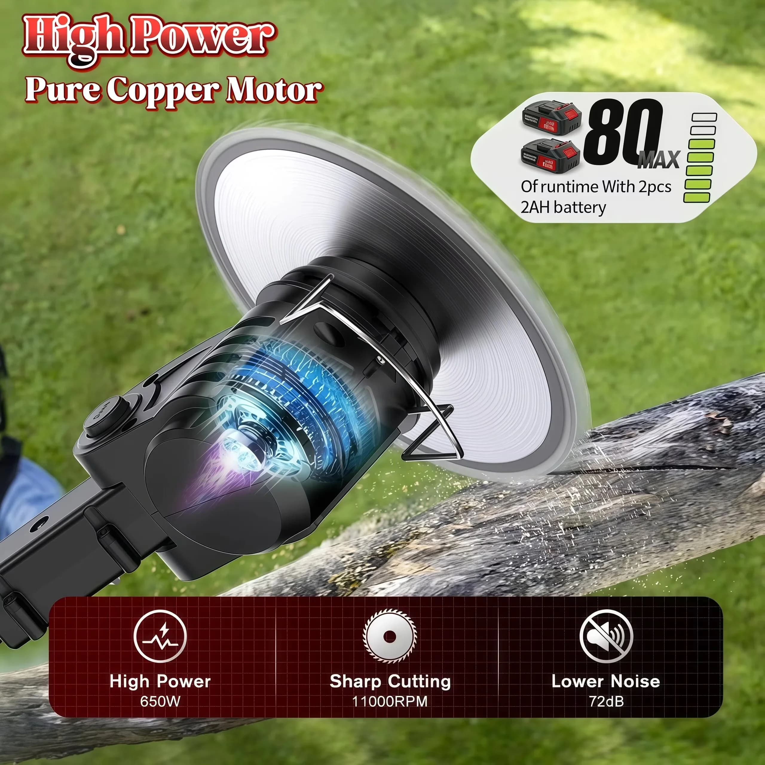 Quality String Trimmer with Battery, 650W, 650W Electric Weed Wacker - Black for Garden Model CC3BFC