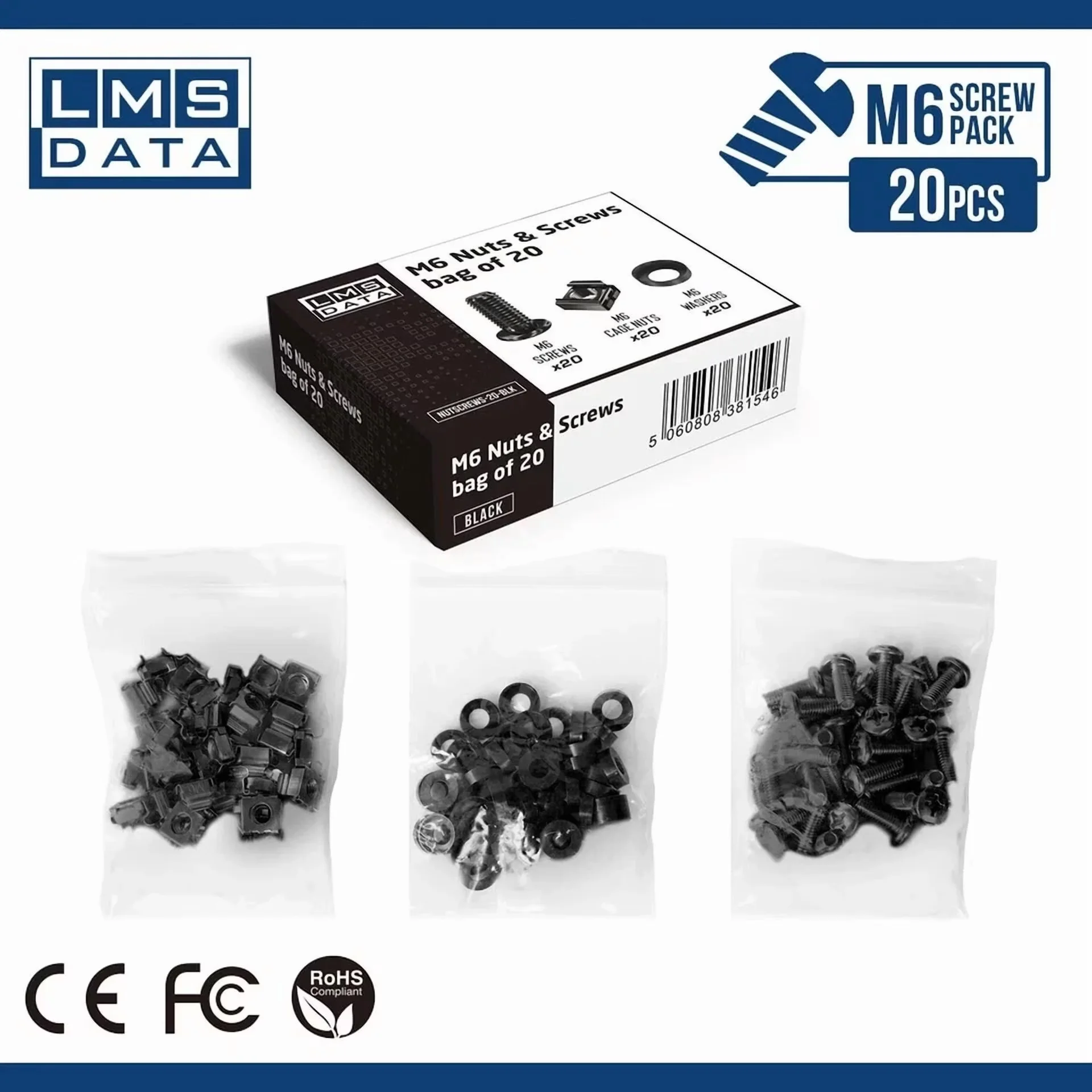 Versatile Fastener with 20-Pack Of Black M6 Cage Nuts & Screws - Professional Series Model 237024