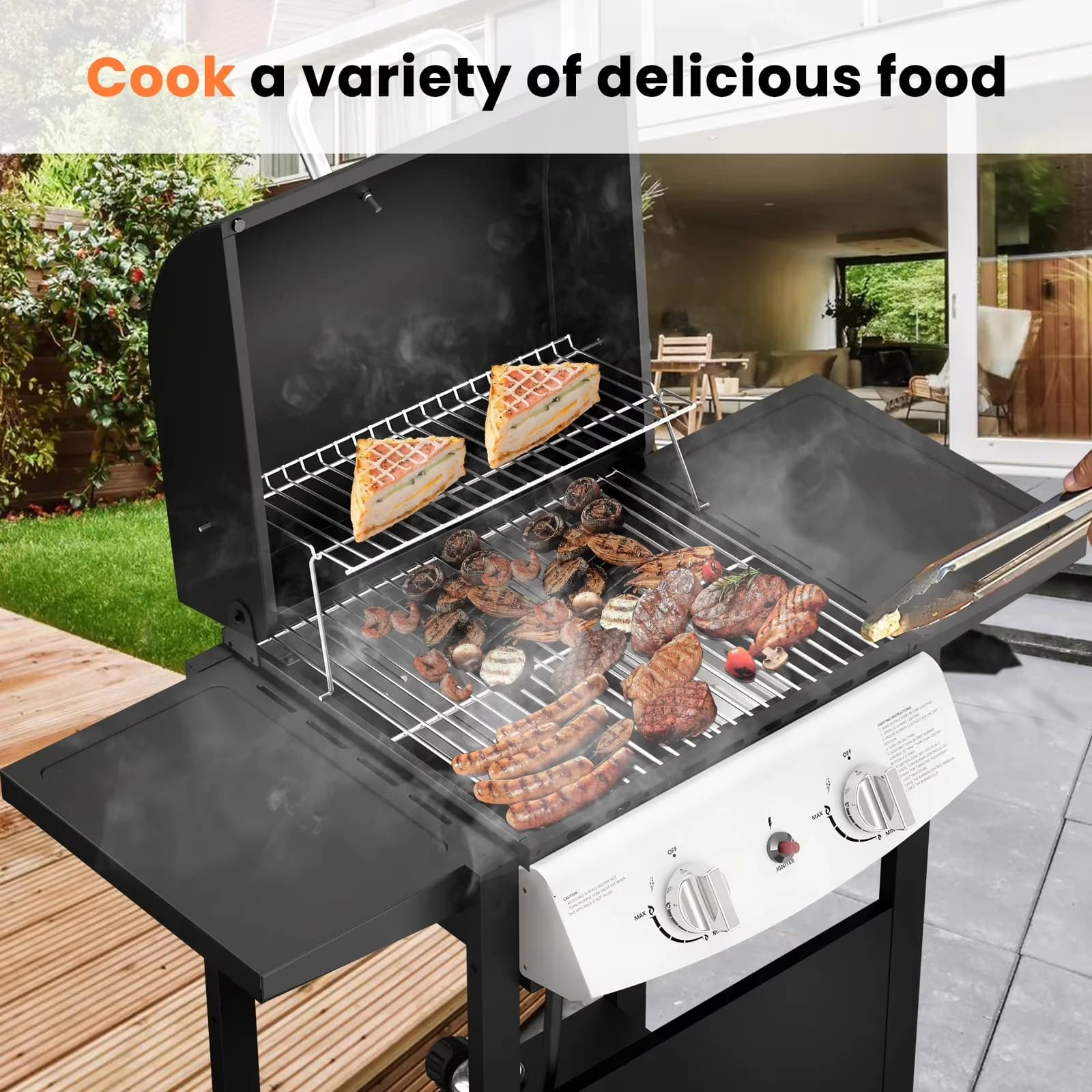 Innovative Gas Grill with 20000 BTU, Warming Rack, Portable - Steel 20000BTU Model C3547B