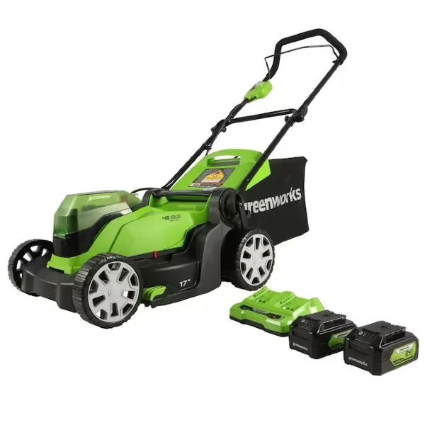 Modern Push Mower with Battery, 48V - Green - Space-Saving Design Model B387F7