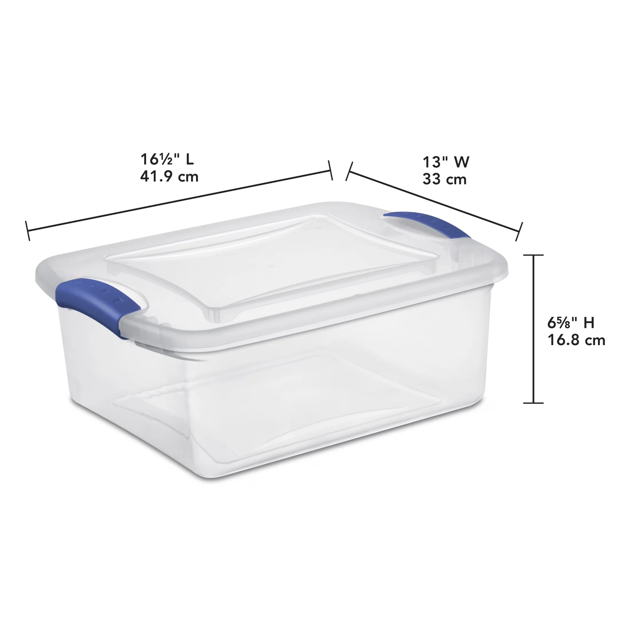 Premium Garage Storage Supply with Carrying Handles, 15 Quart Small Latching Bin - Plastic Blue Model D125B7