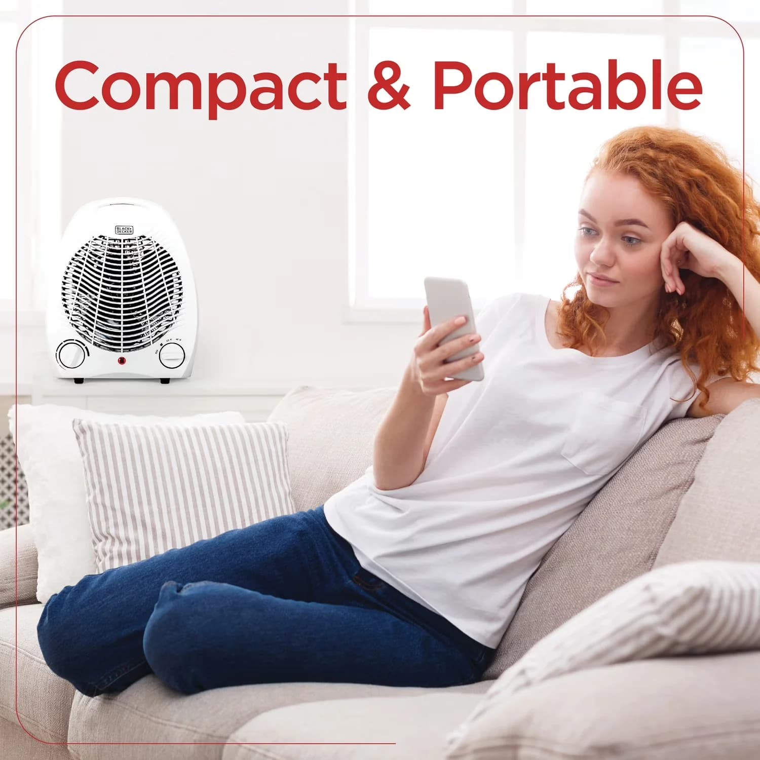Essential Portable And Electric Space Heater with 1500W, Adjustable, 750-watt And 1,500-watt Heating Output - White Model 3C8579