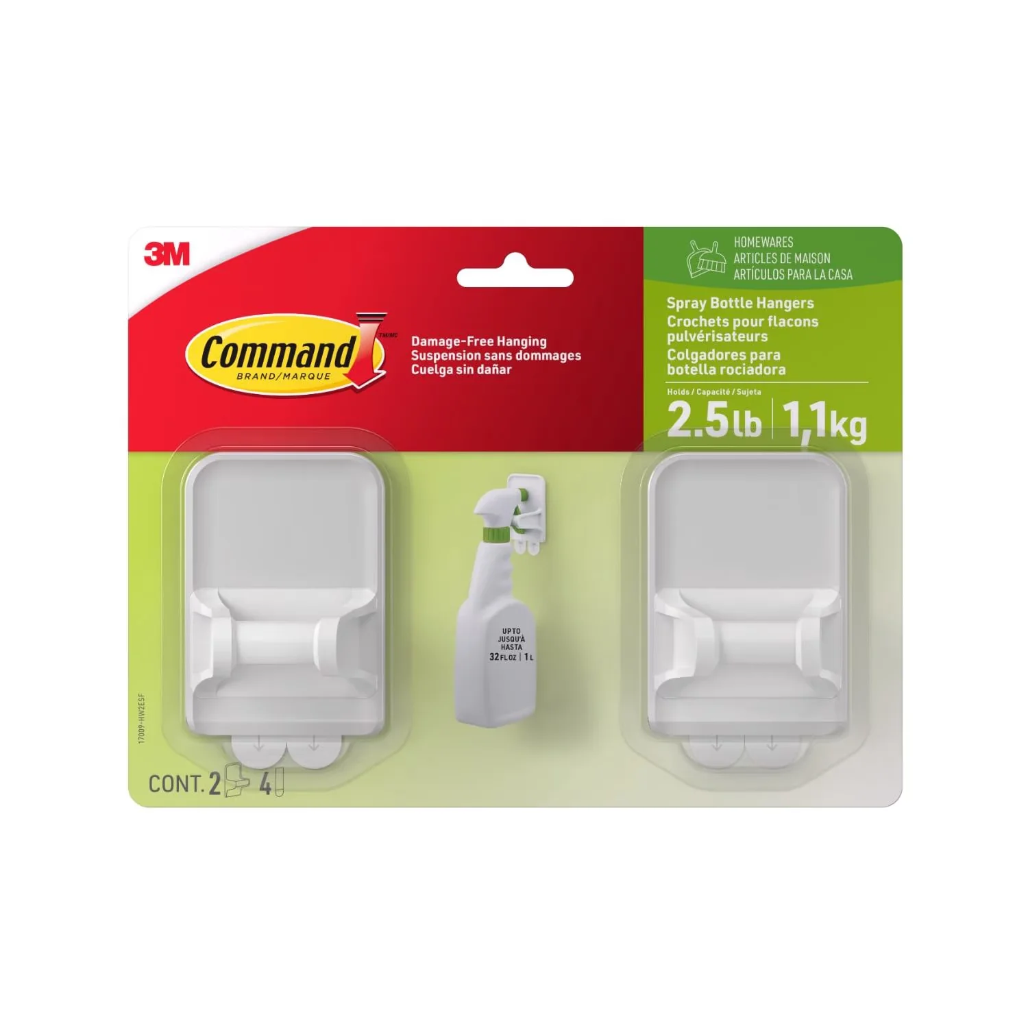 Essential Damage-Free Hanging with Wall-Mountable, Easy Installation, 2 White Hangers - Plastic White Model 14E6DF