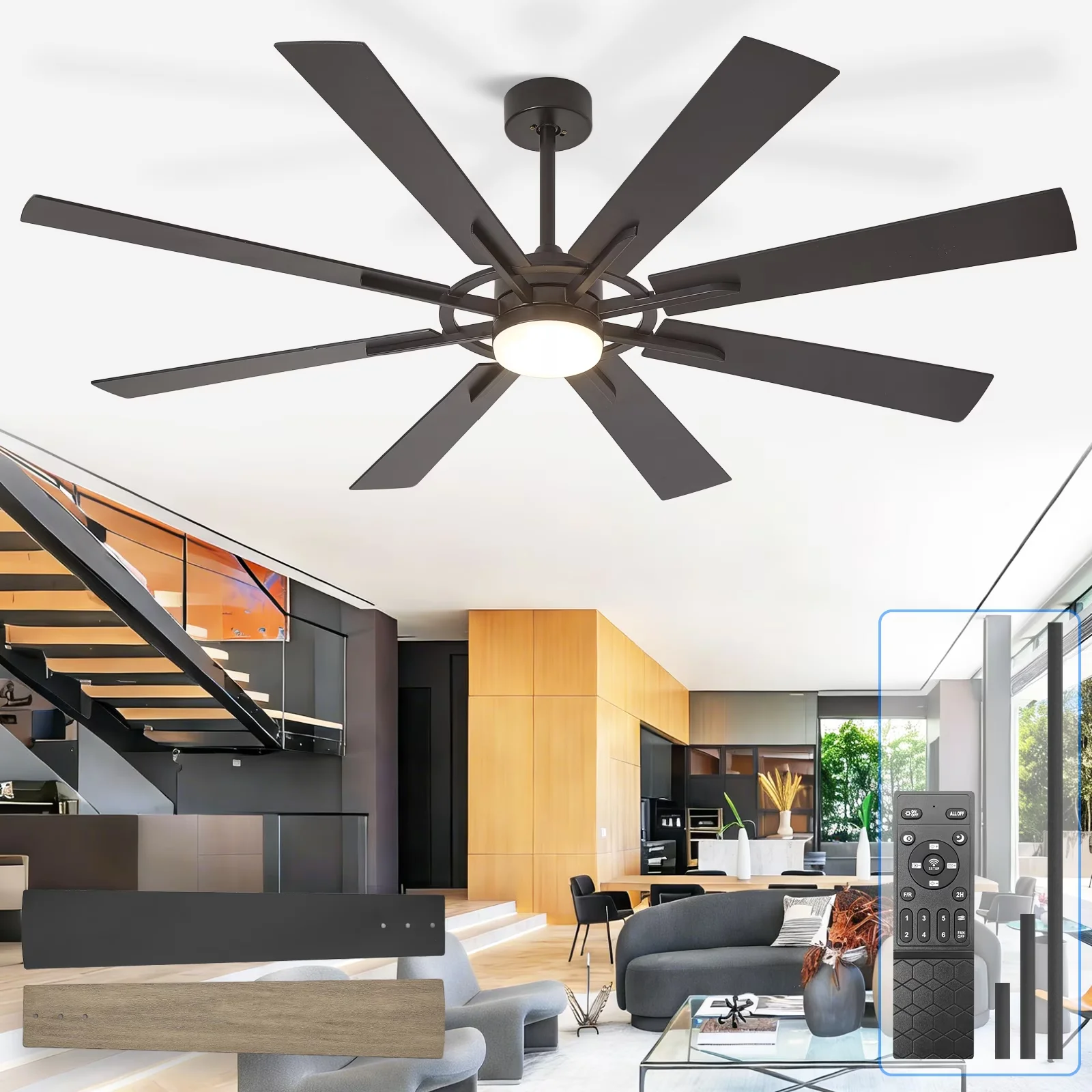 Ceiling Fan Classic with LED, Energy Efficient - Multicolor for Outdoor, Indoor Model 68EC19