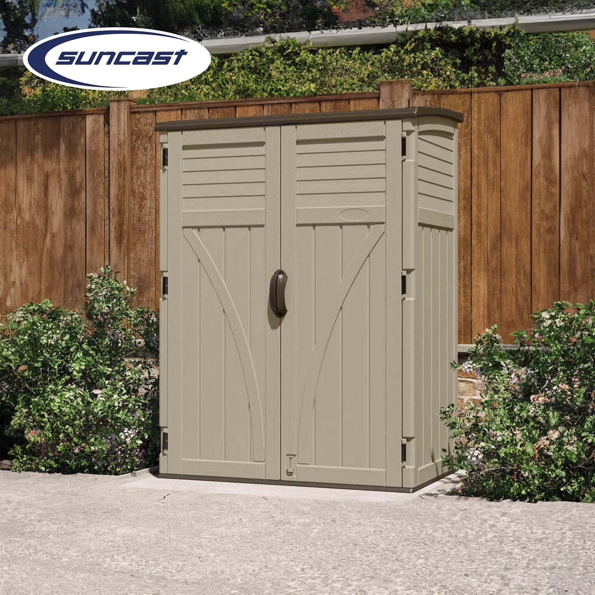 Modern Shed with Weather-Resistant, Uv Resistant, Large Vertical - Resin Beige Model 130A23