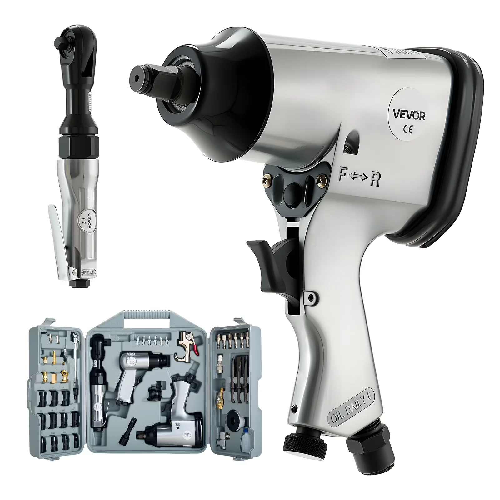 Compact Air Tools Compressor with Lightweight, 3/8" Ratchet Wrench for Auto, Home - Model 281AAC
