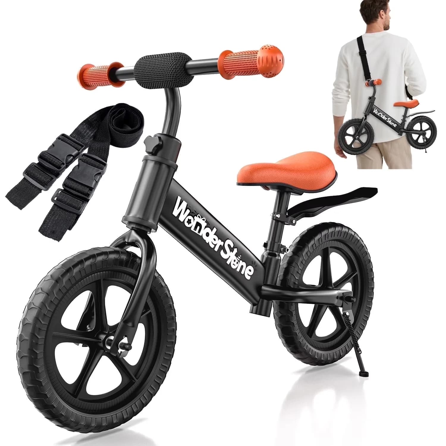 Essential Kids Bike with Adjustable Seat, Adjustable Handlebar Height, No-Pedal Bicycle - Black Model B0ED38
