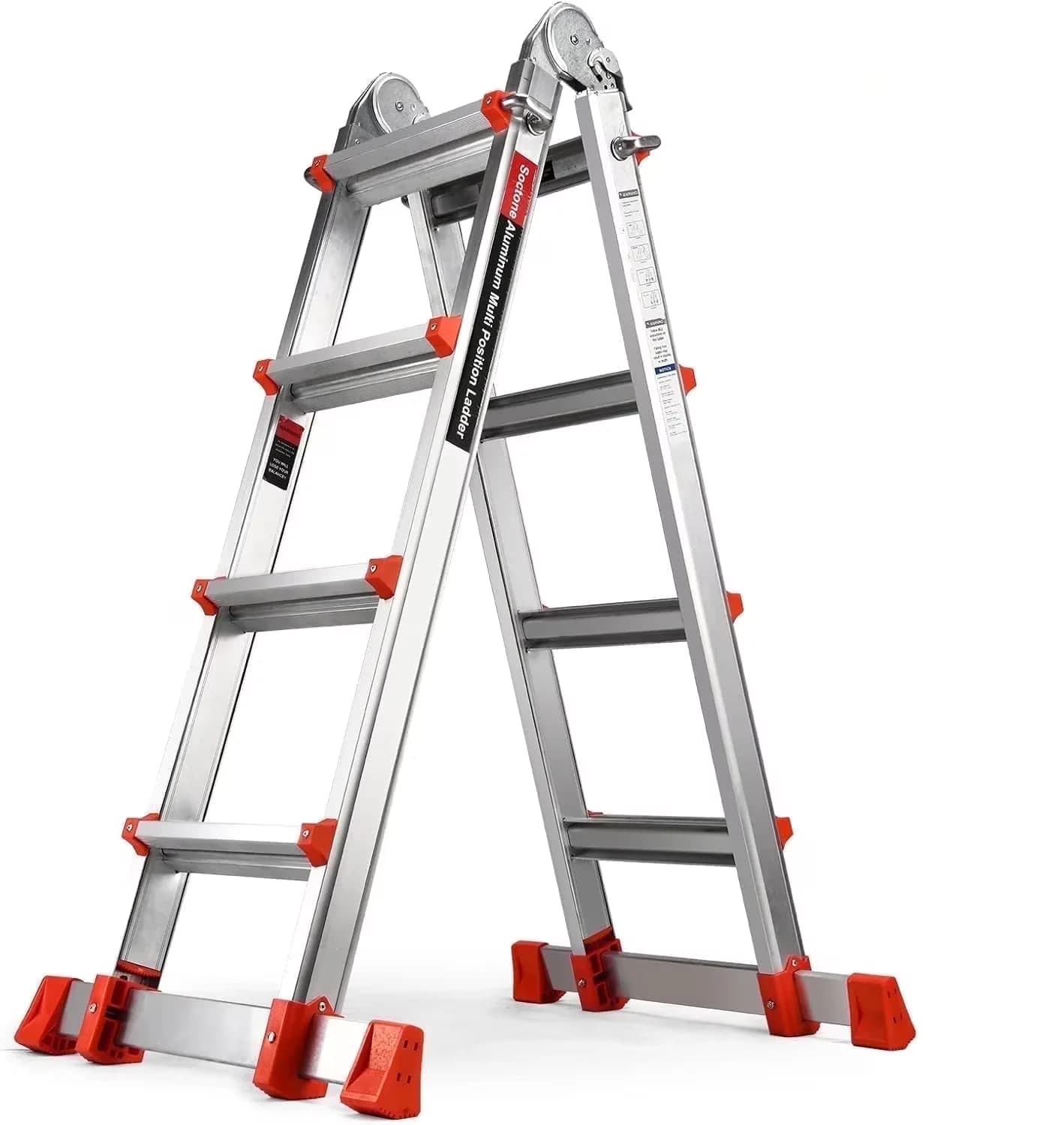 Essential Ladders And Step Stool with Metal Frame, A Frame 4 Extension Ladder - Aluminum 4-Step Model D41F5B