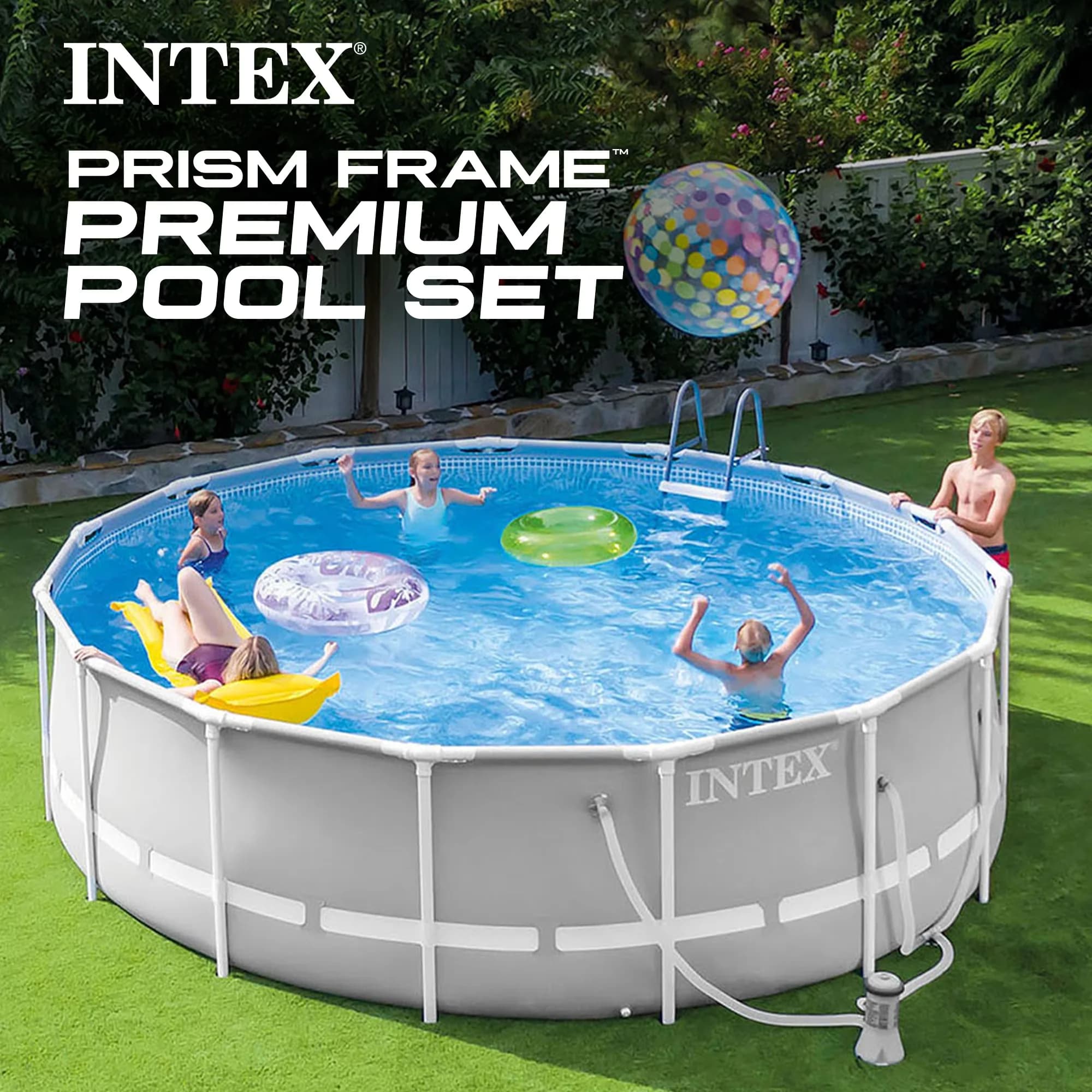 Stylish Above Ground Pool with Puncture Resistant - Gray 12ft - Premium Collection Model BEFE87