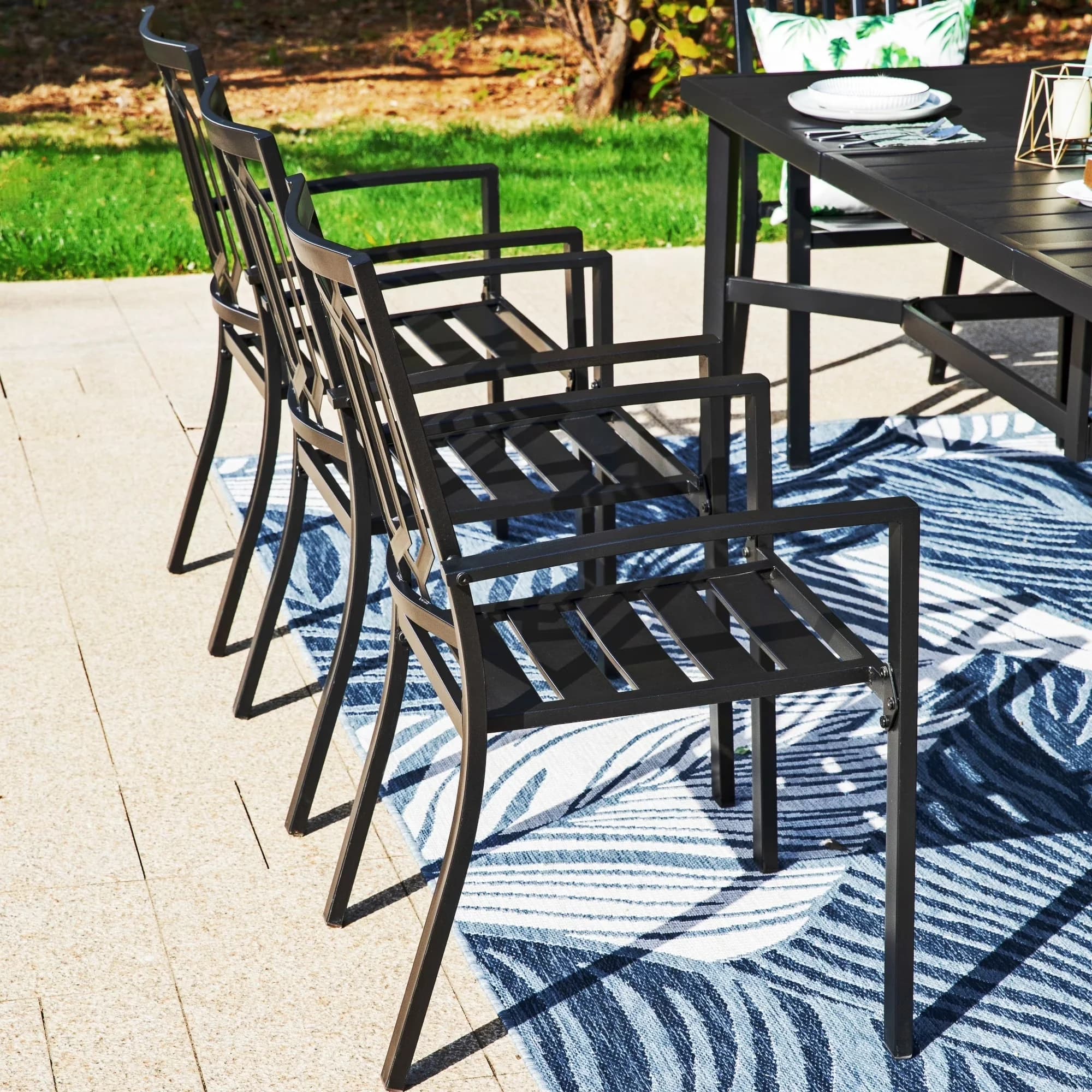 Patio Dining Set Efficient with Contemporary, Modern, Industrial - Steel Black Model FF2E84