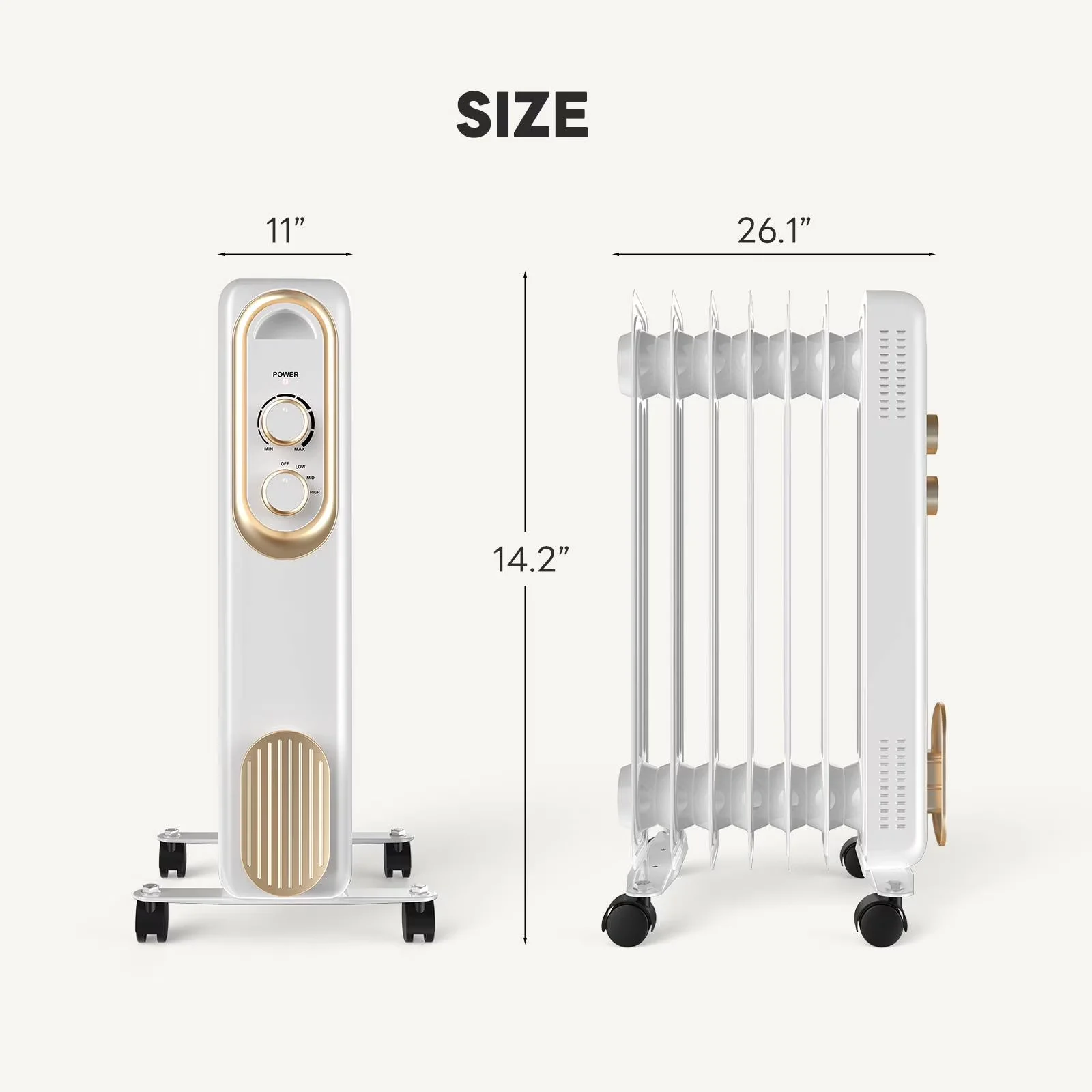 Portable And Electric Space Heater Modern with 1500W, Adjustable - White for Indoor Model D8518E