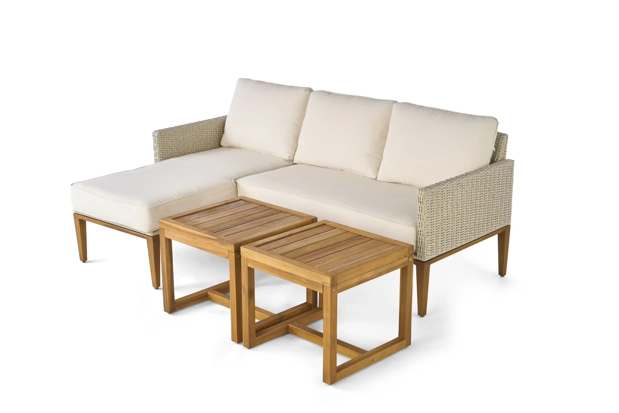 Outdoor Sofas Sectional Stylish with Weather-Resistant, Uv Resistant, Modern - Pe Wicker White Model A489D0