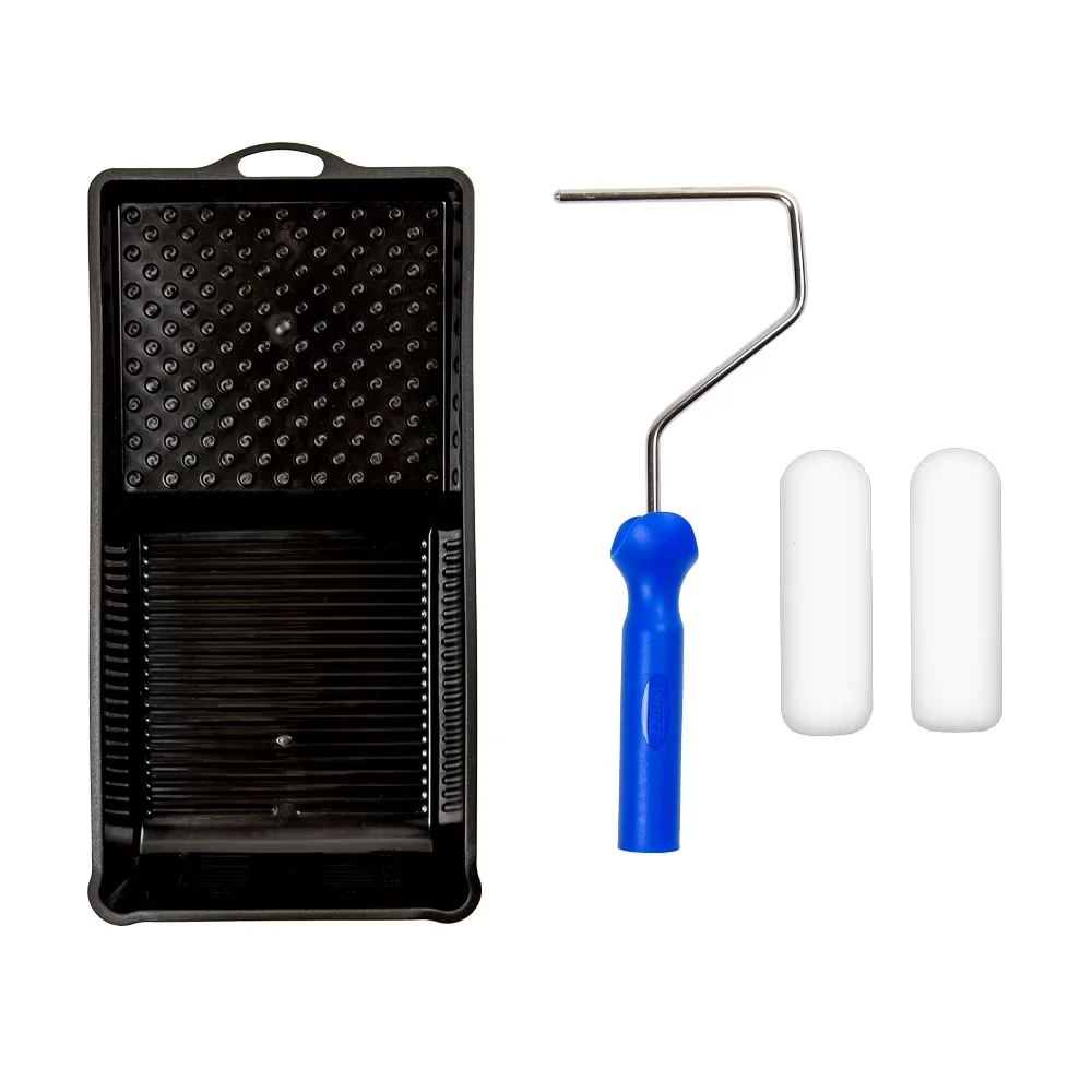 Paint Tools Supplies - Paint Brushes Rollers Tray Versatile with Disposable, 4" Foam Mini Roller Kit Model F4A52D