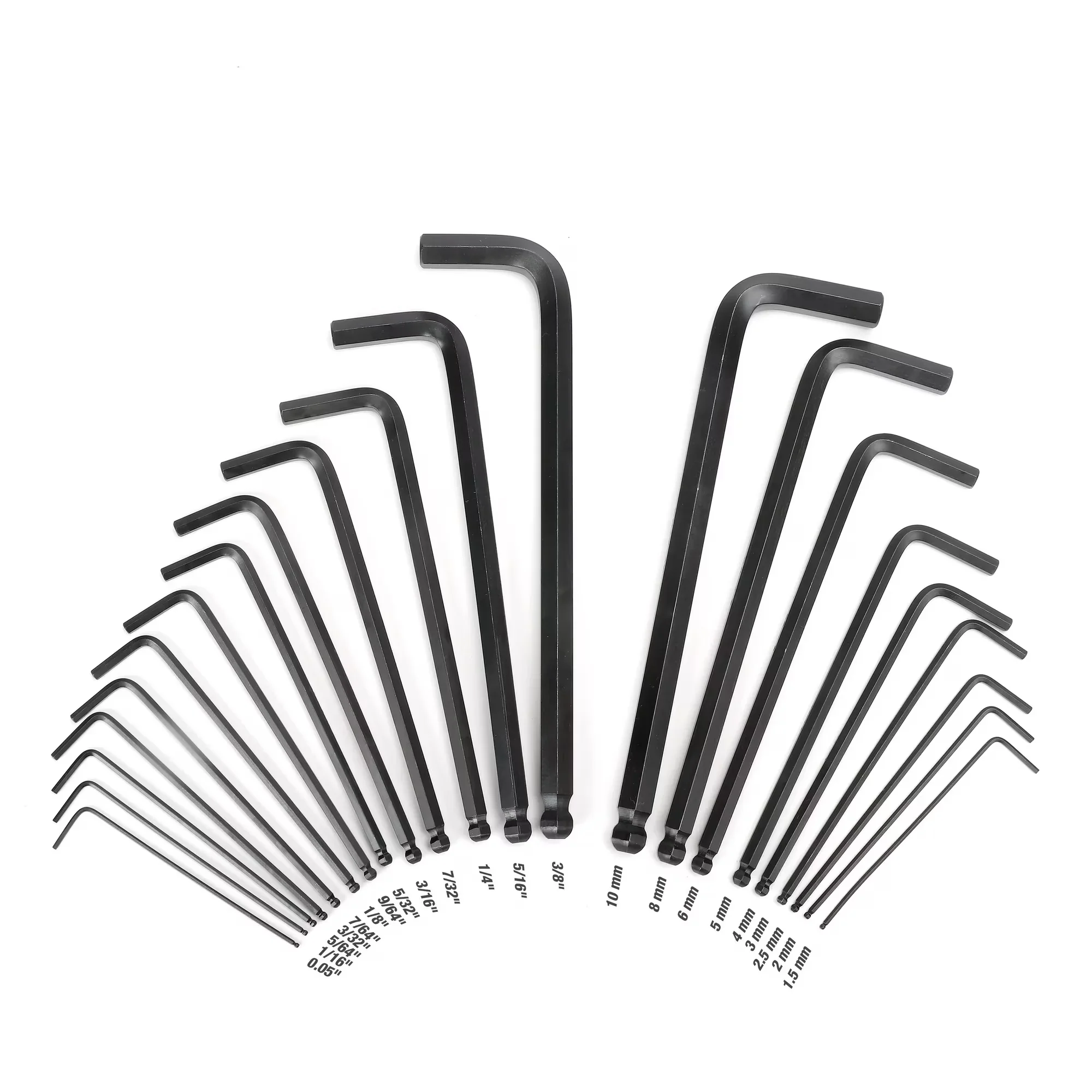 Premium Hand Tool with 22-Piece Long-Arm Ball End Hex Key Set, Organizer (SAE and mm), Included Hex Key Holder - Black Model 388537